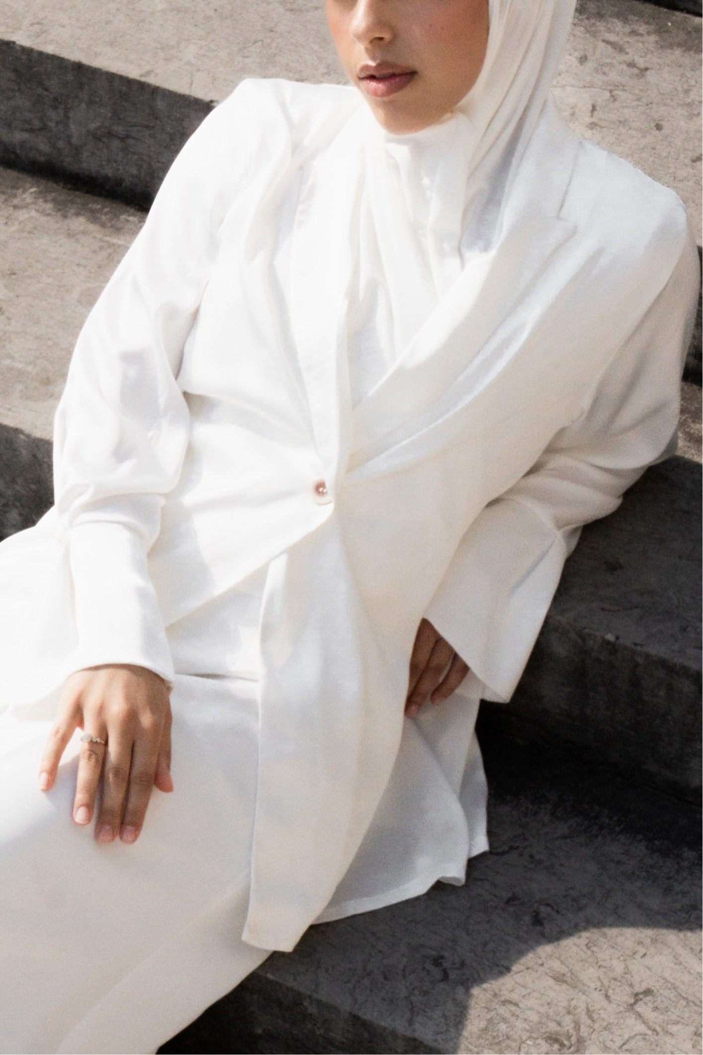 satin silk cardigan - white