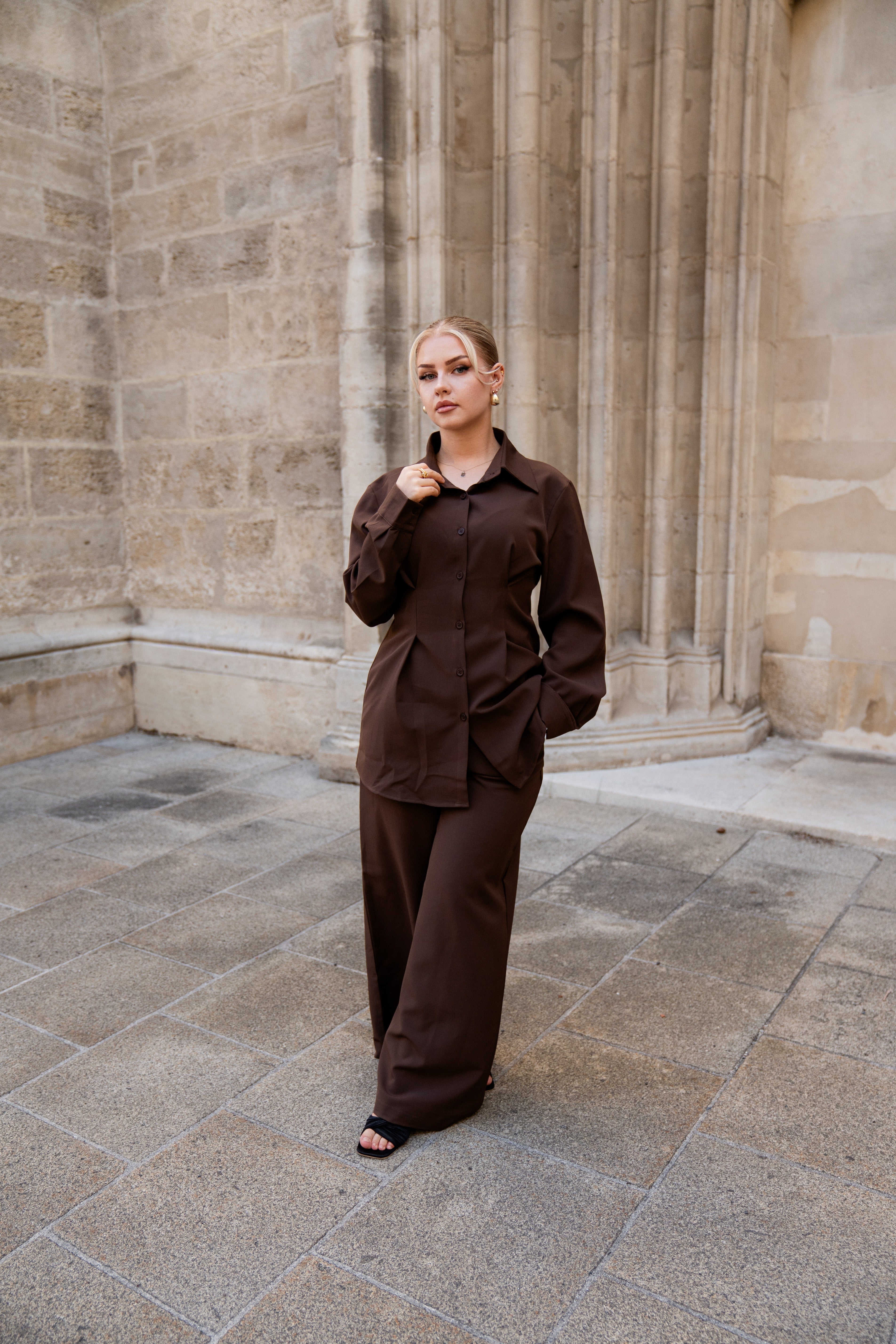 corset blouse - espresso