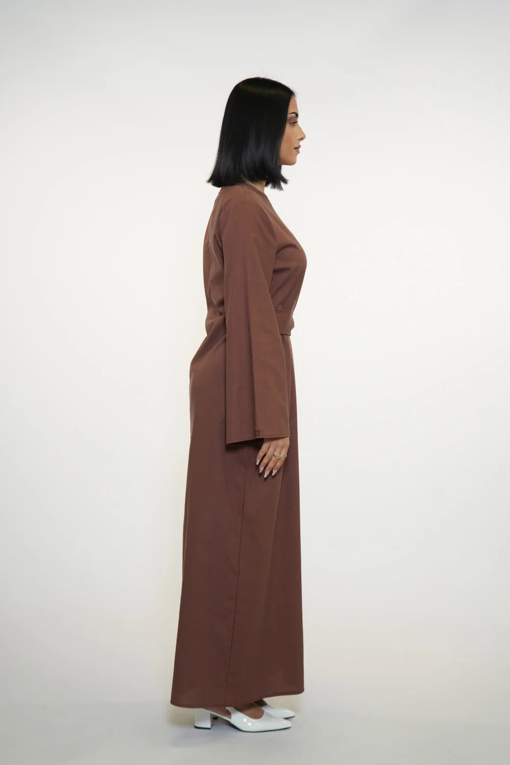 AMALFI LINEN DRESS - BROWN