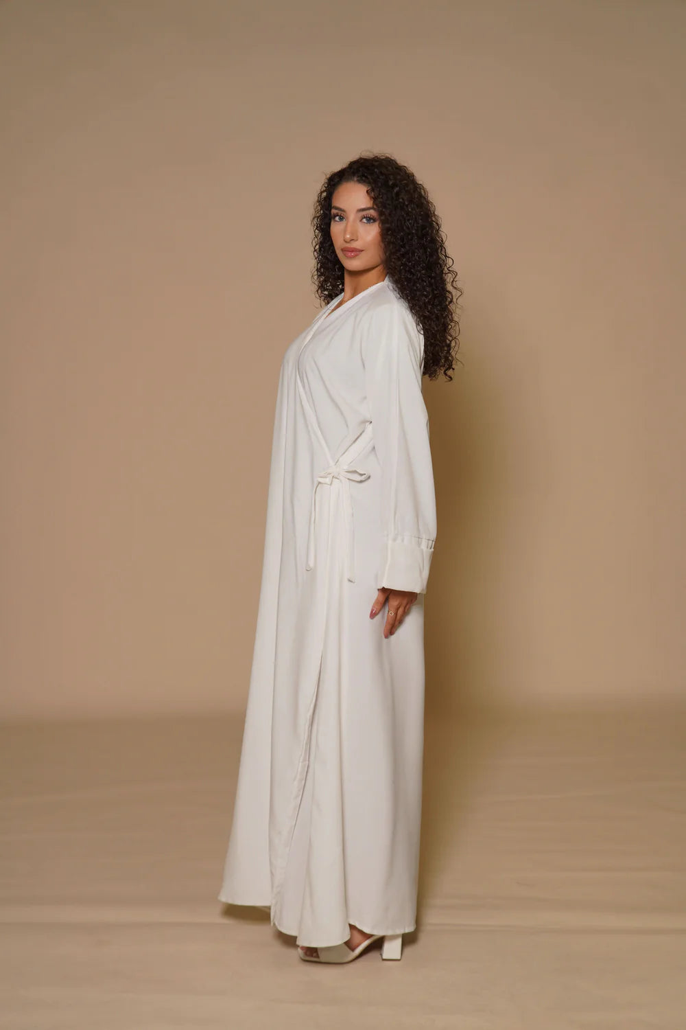 DXB Linen Abaya Cord - White