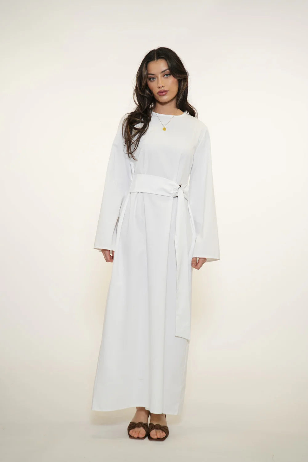 AMALFI LINEN DRESS - WHITE