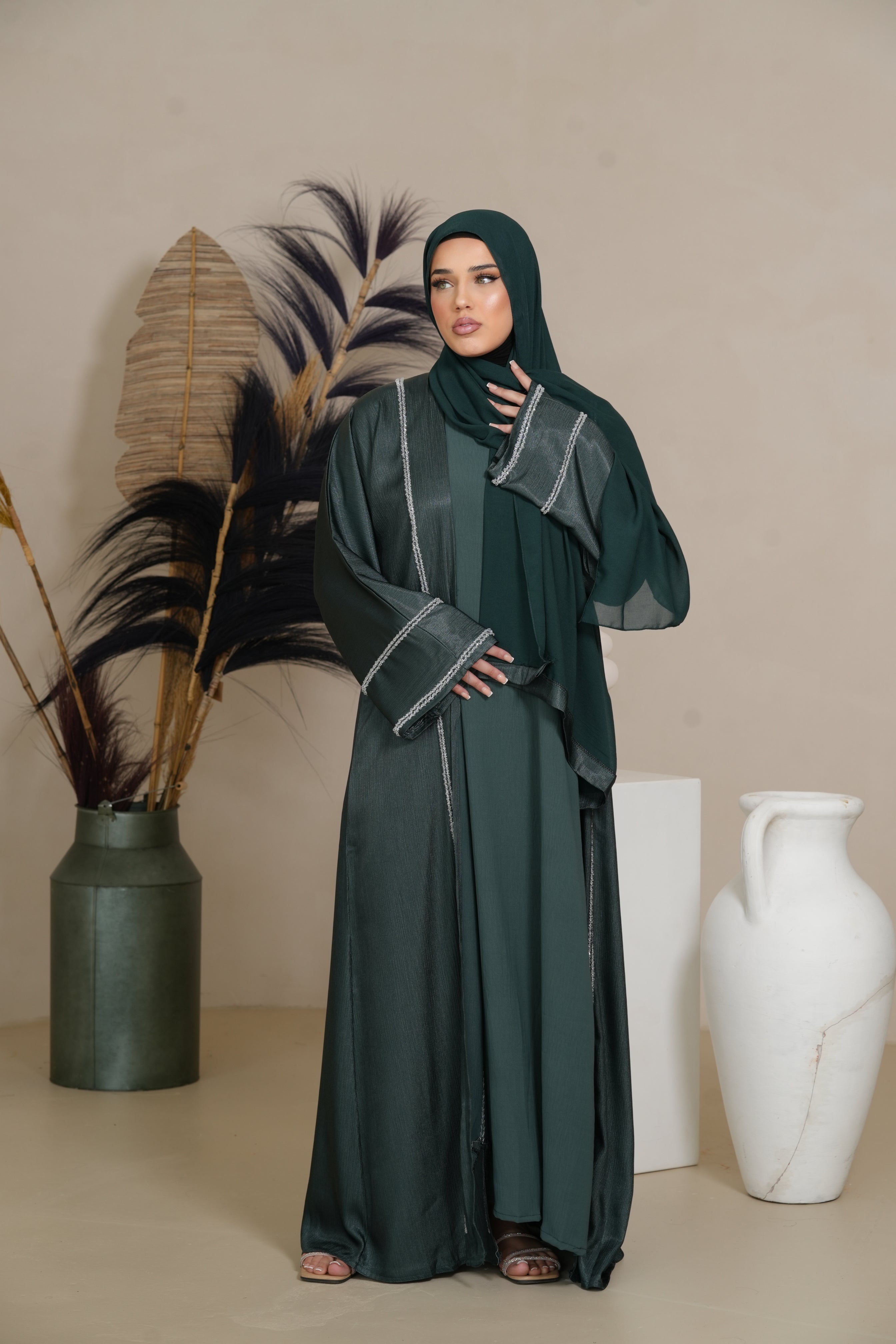 Brightstone shine Abaya -  Royal Green