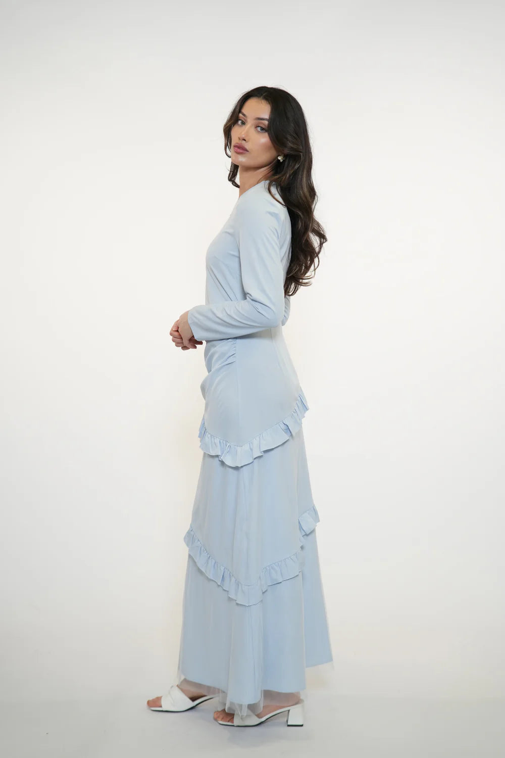 ROMANCE RUFFLE DRESS - CAPRI SKY