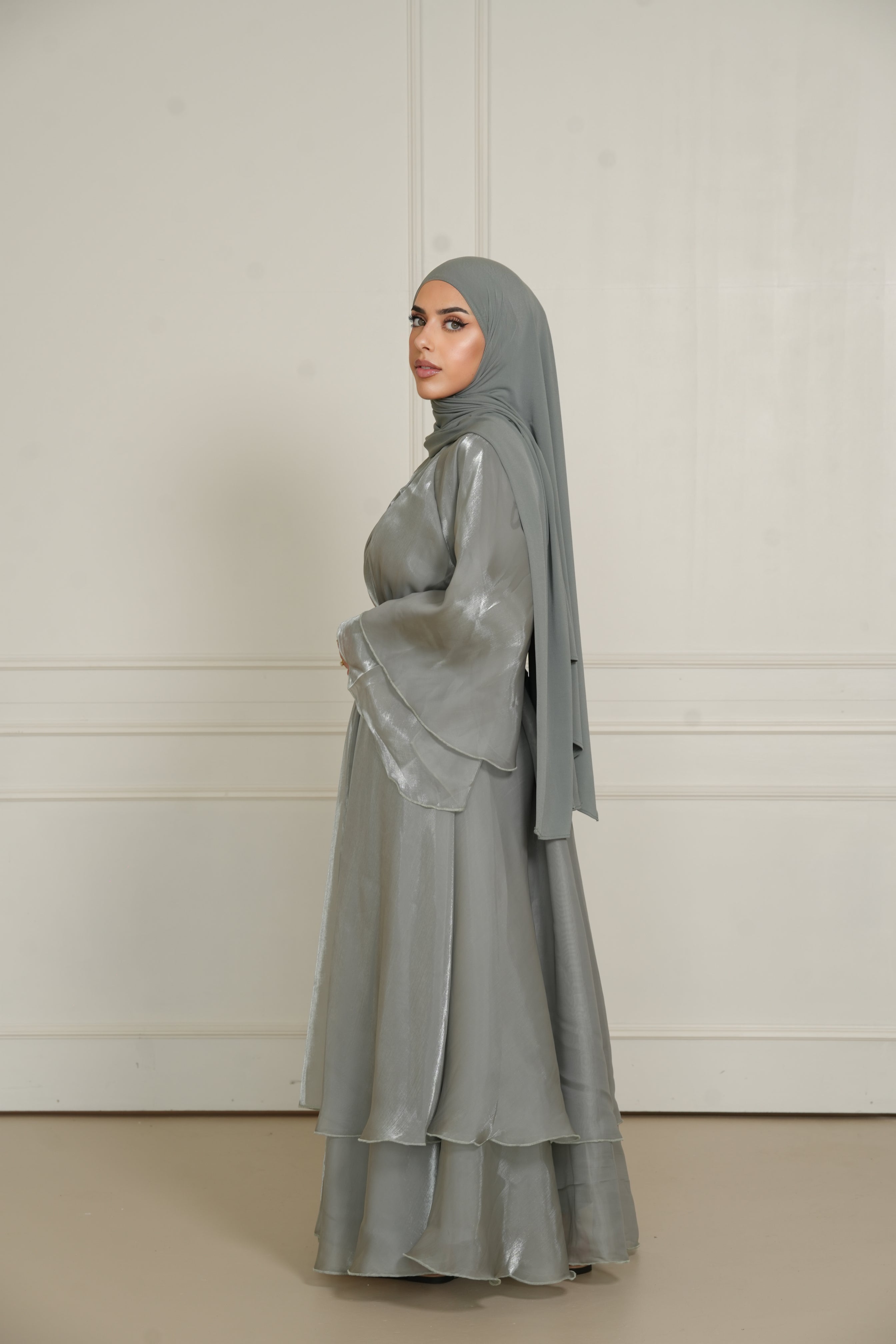 DXB Flower Abaya - olive
