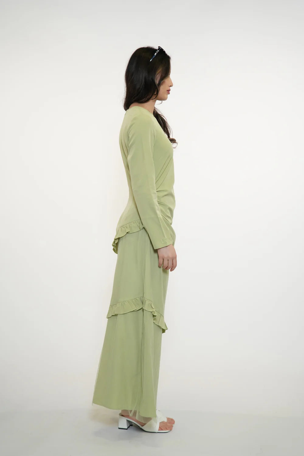 ROMANCE RUFFLE DRESS - MATCHA