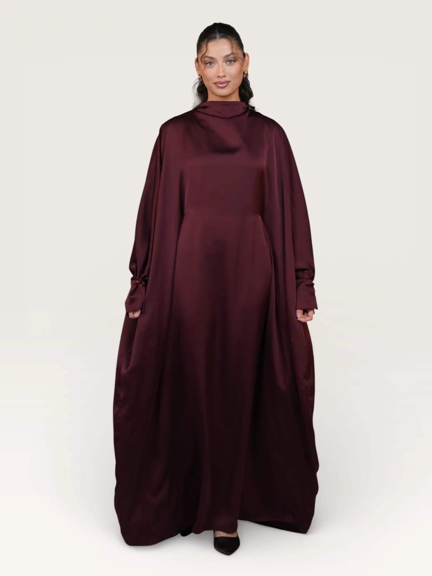 arabian satin abaya - bordeaux