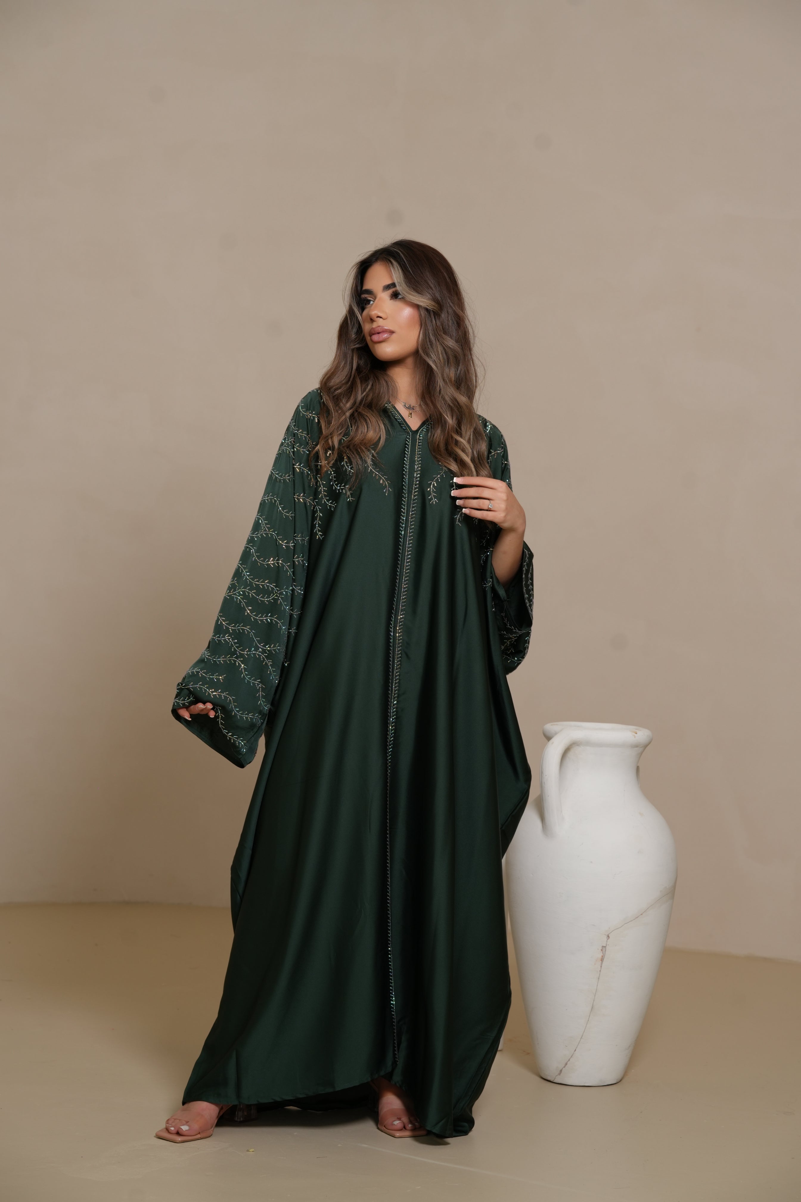 DXB Glitter Abaya - royal Green