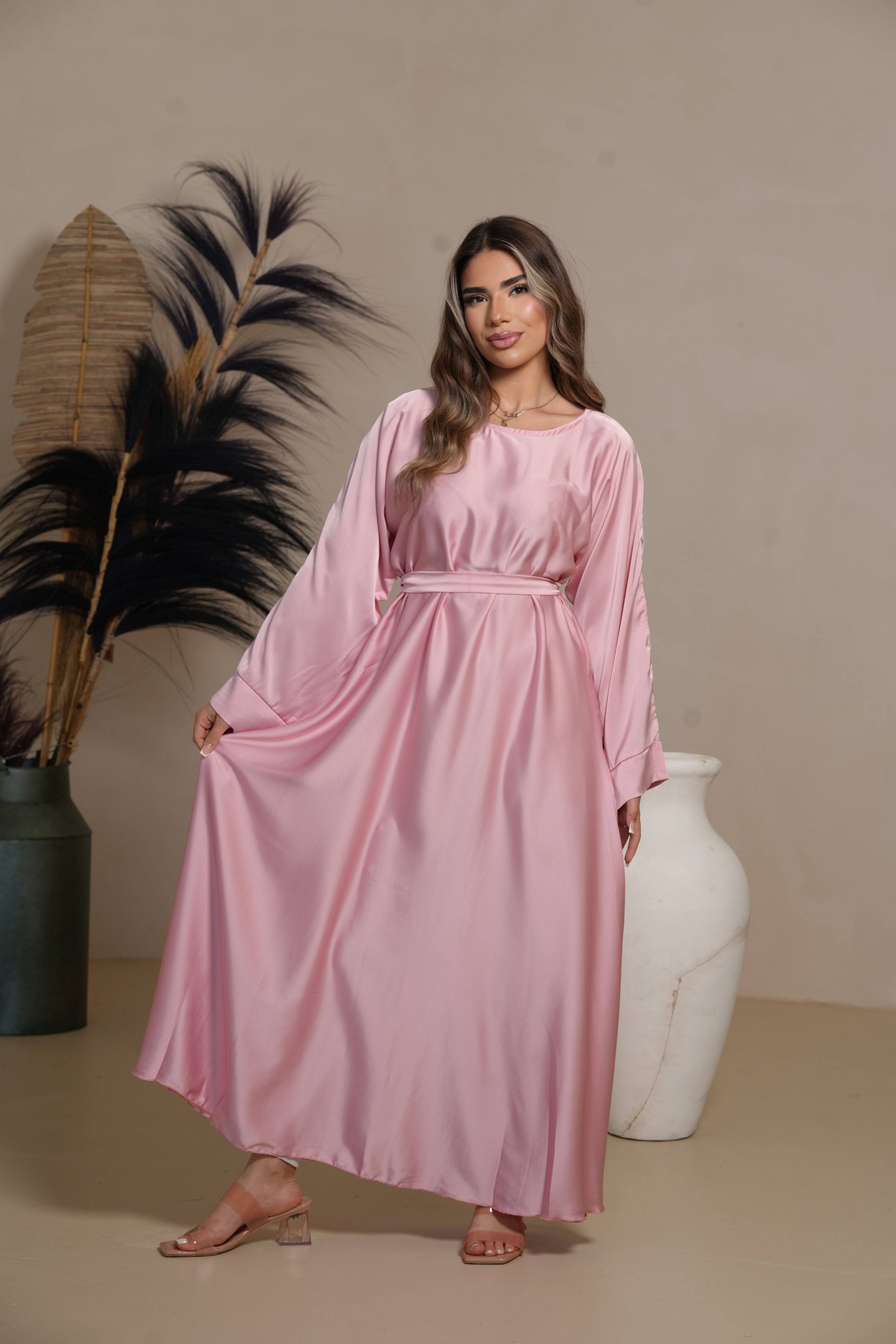 DXB Satin Abaya - Barbie