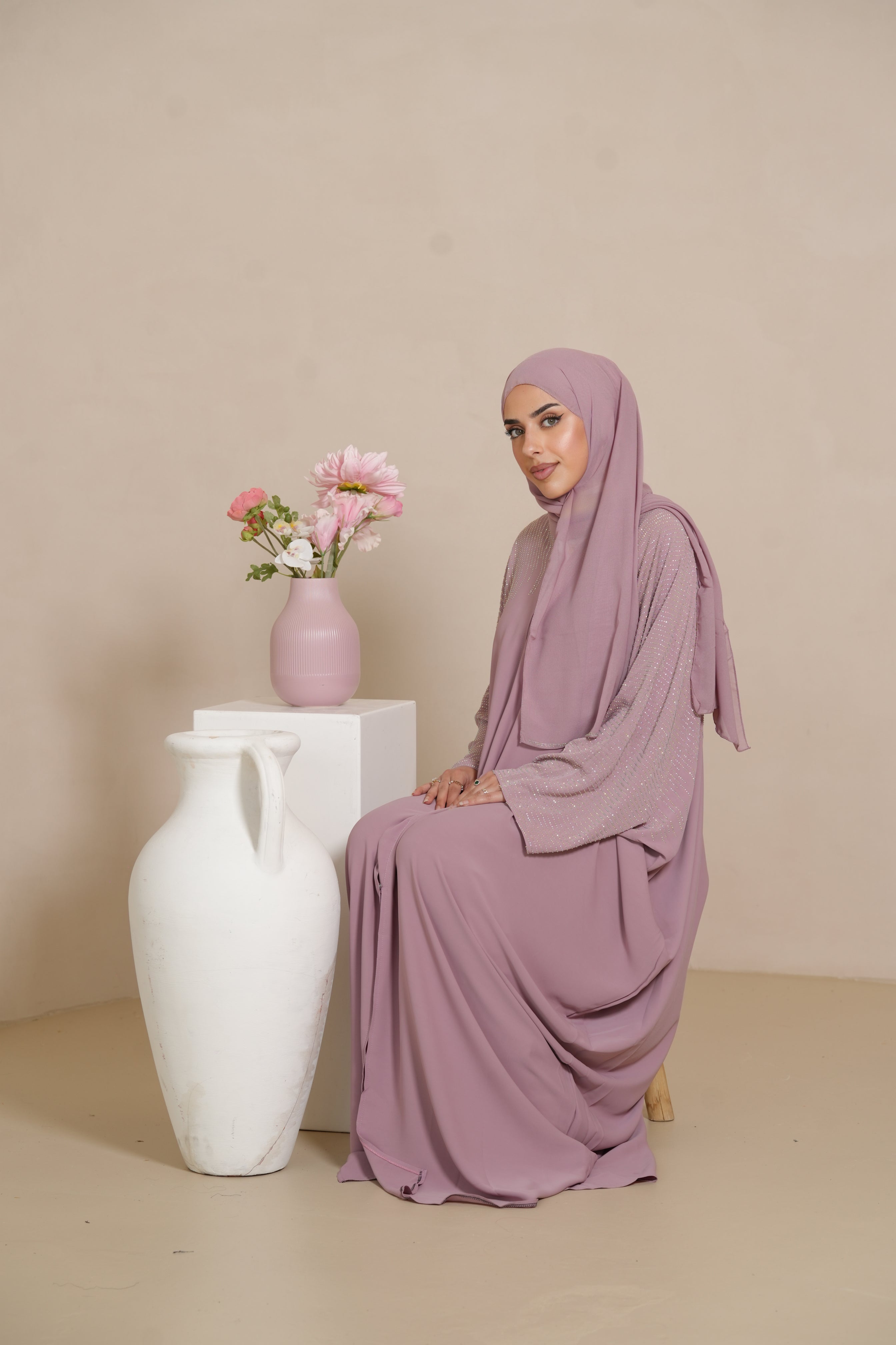 DXB Glitter Abaya - Rose
