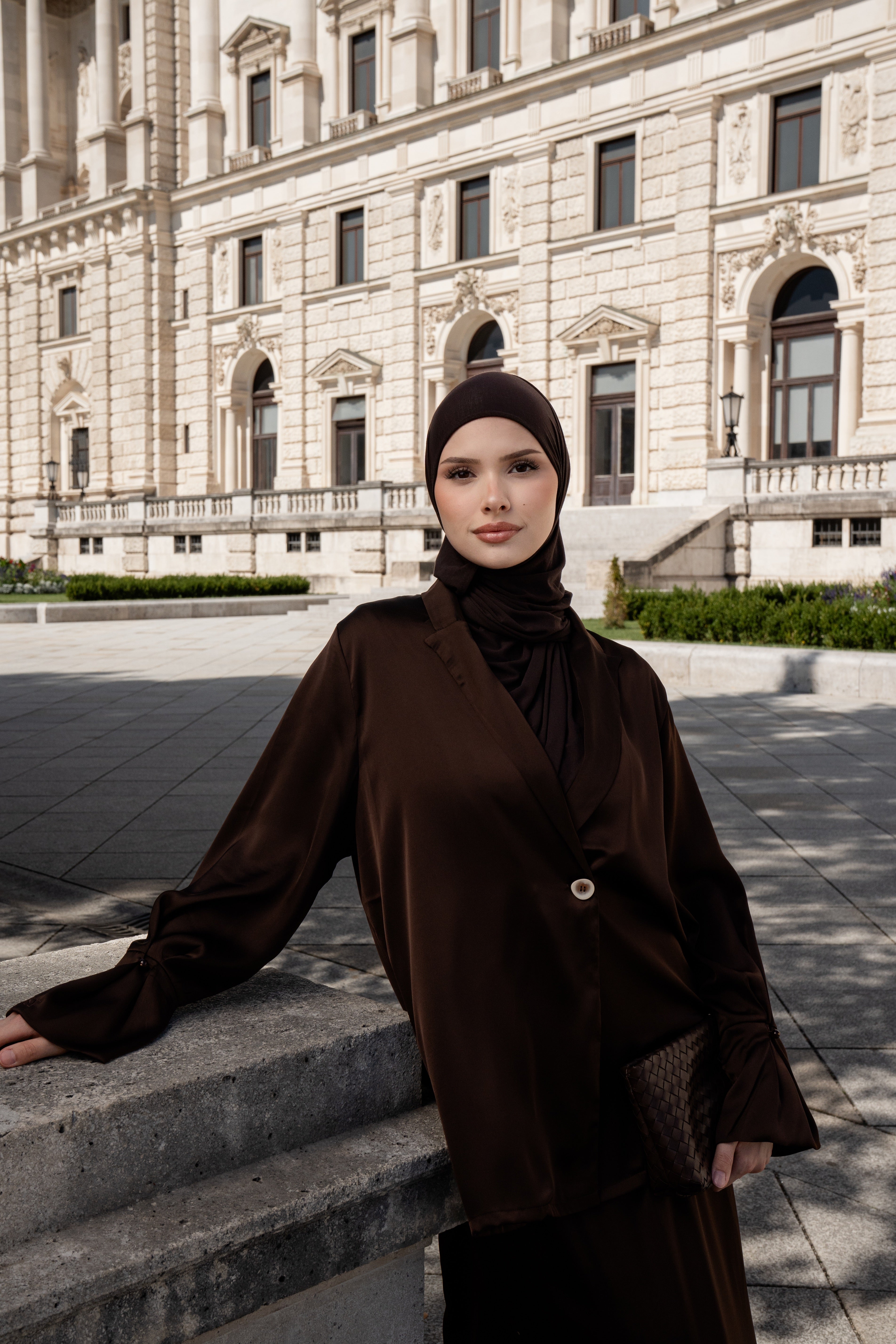 satin silk cardigan - espresso