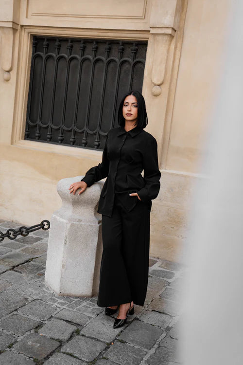 wide leg pants - black