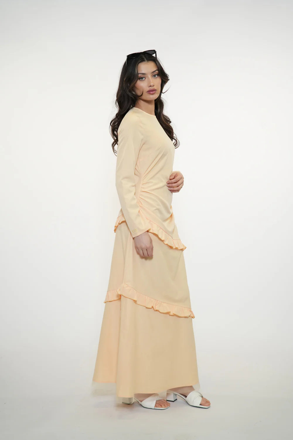ROMANCE RUFFLE DRESS - APRICOT