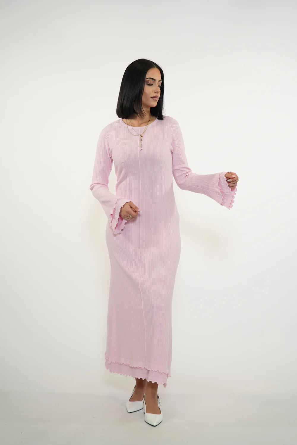 RUFFLED MAXI DRESS - ROSE