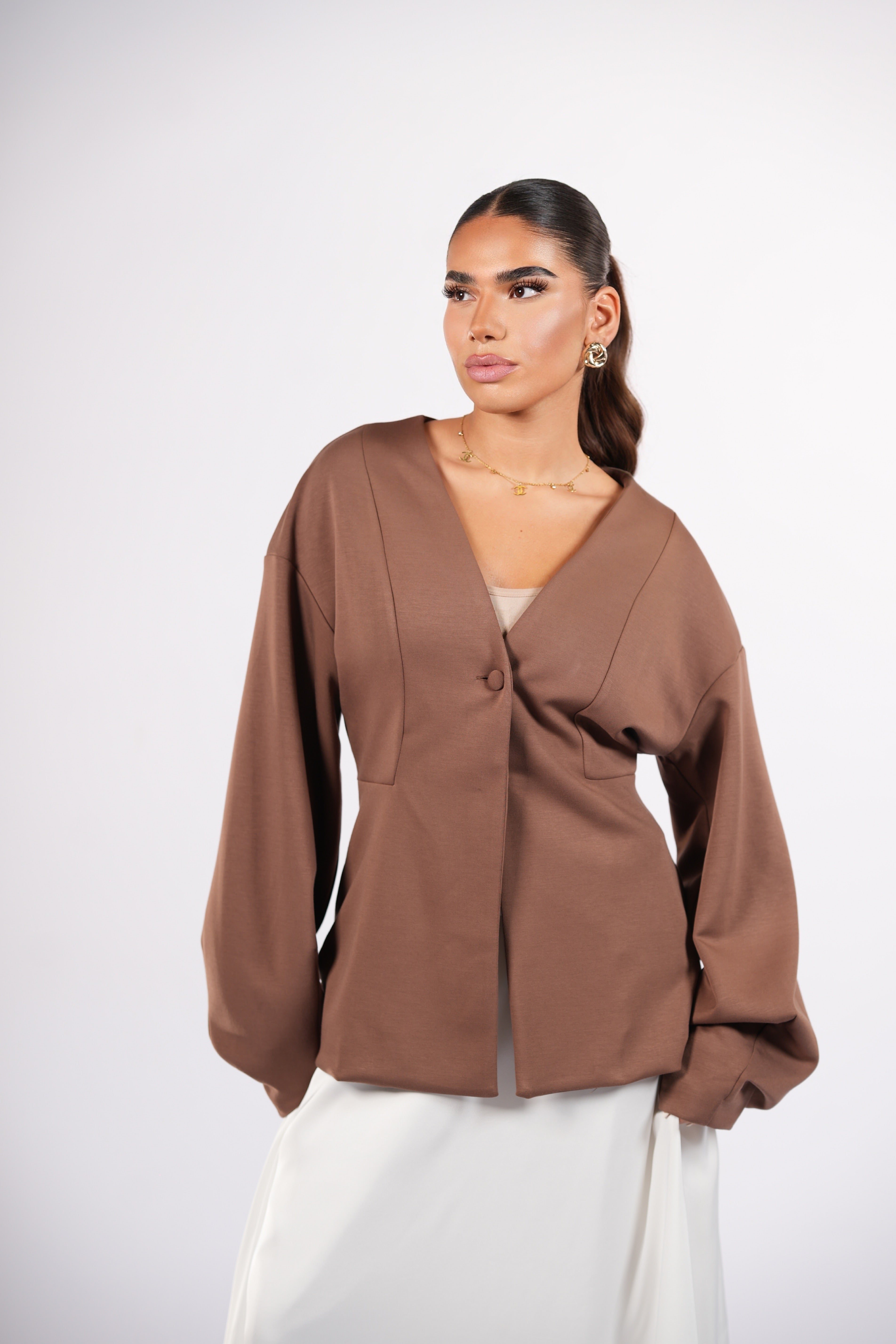 opera blazer - nude brown