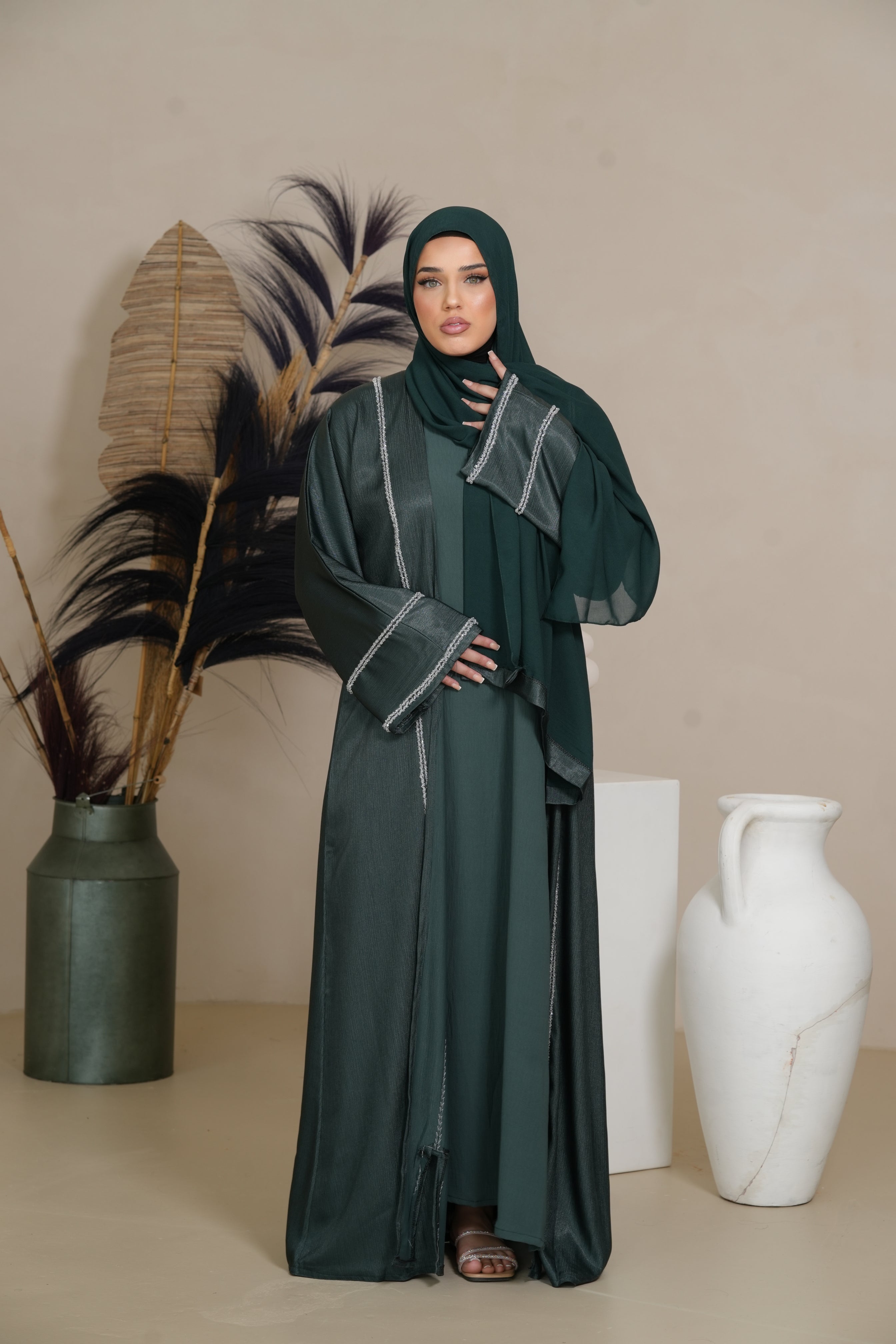 Brightstone shine Abaya -  Royal Green
