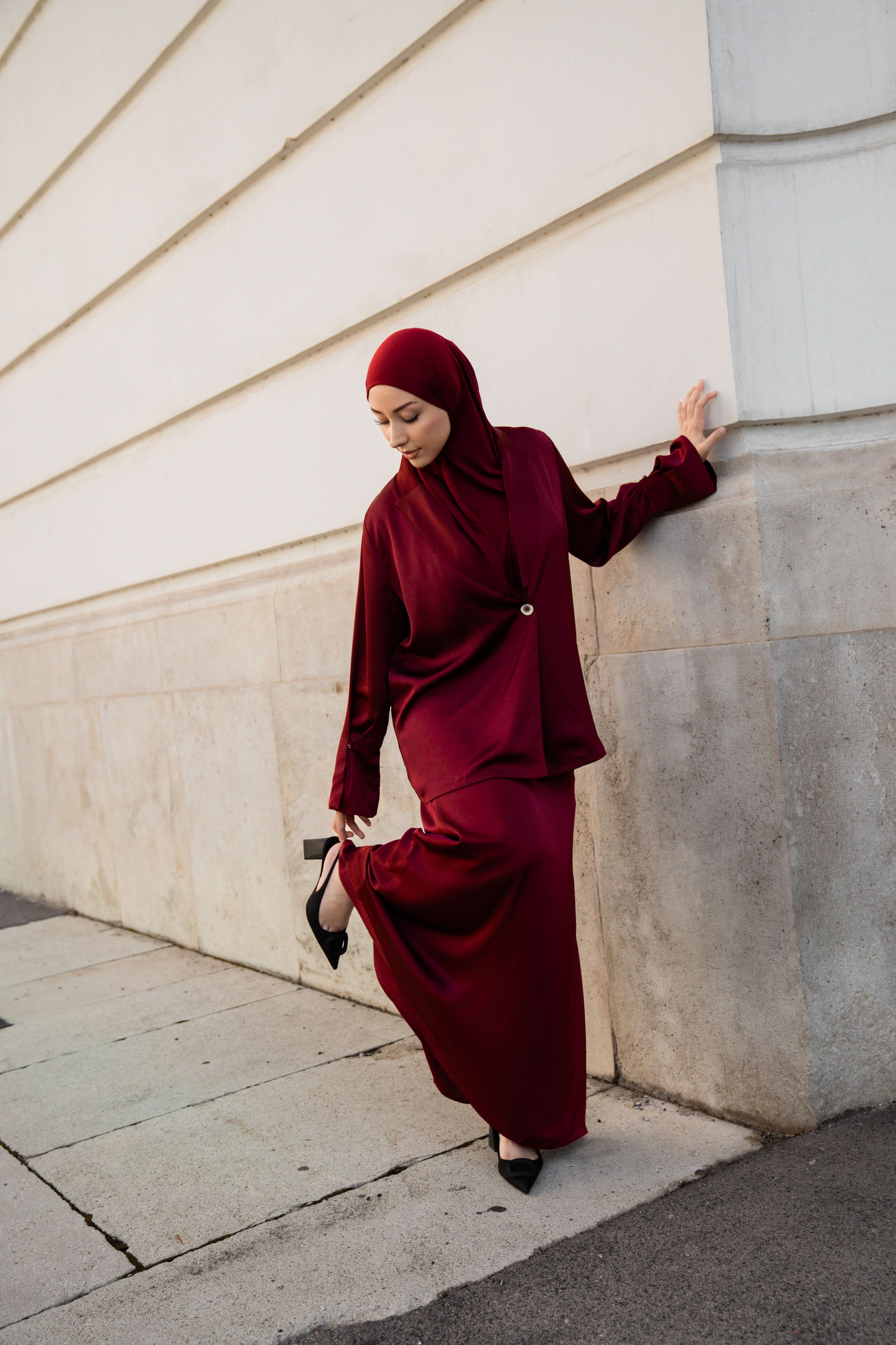 satin silk cardigan - bordeaux