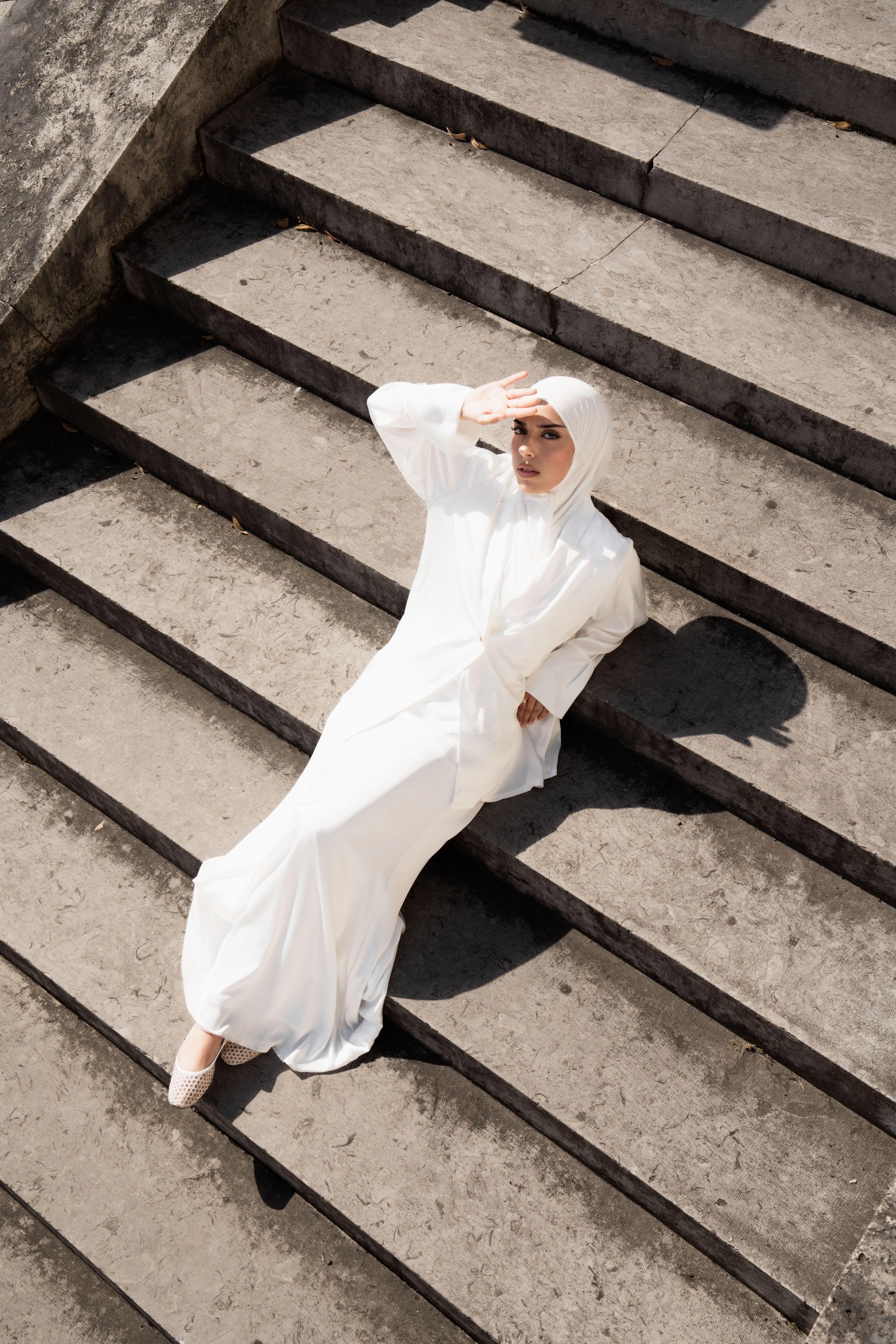 satin silk cardigan - white