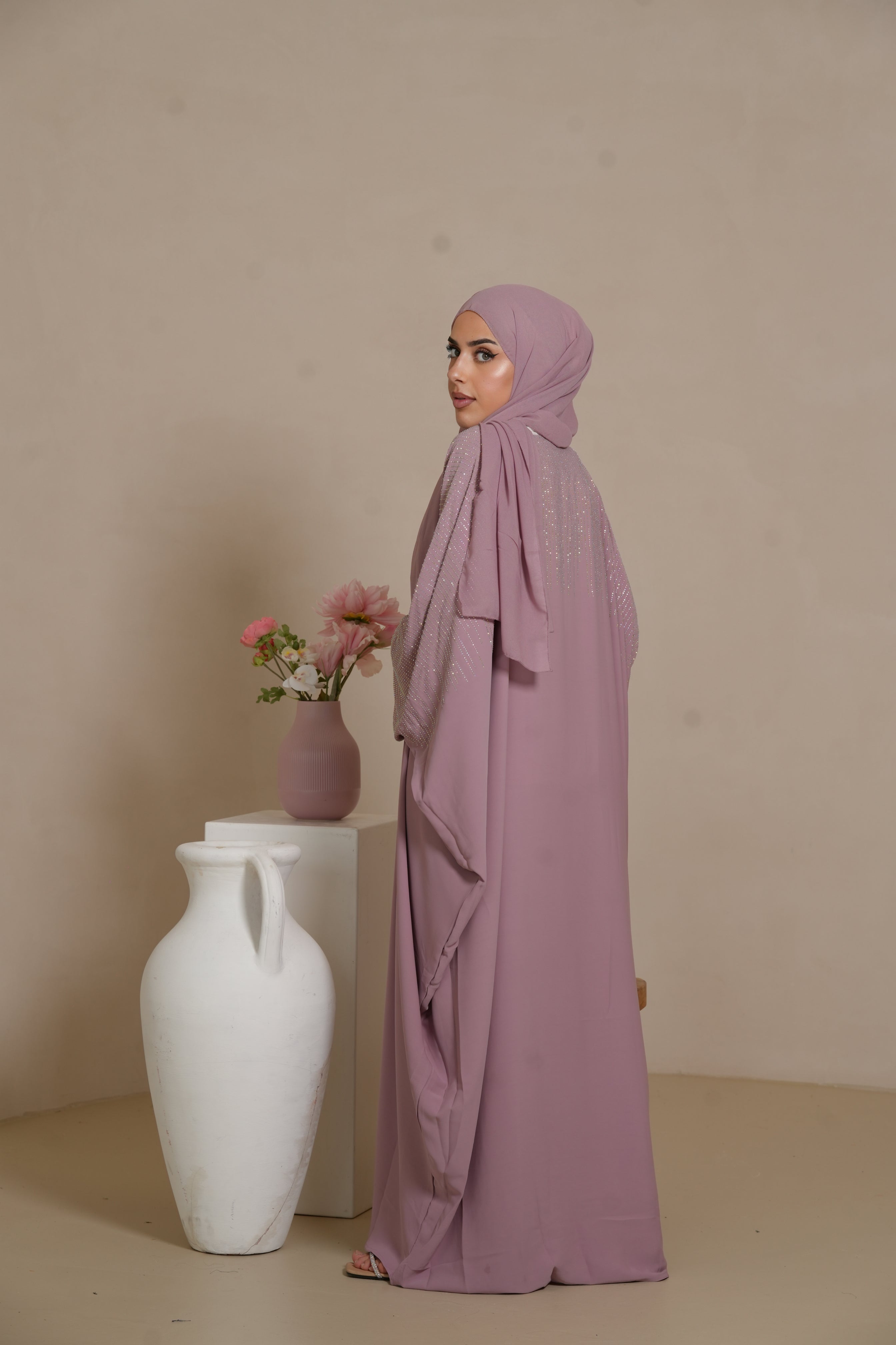DXB Glitter Abaya - Rose