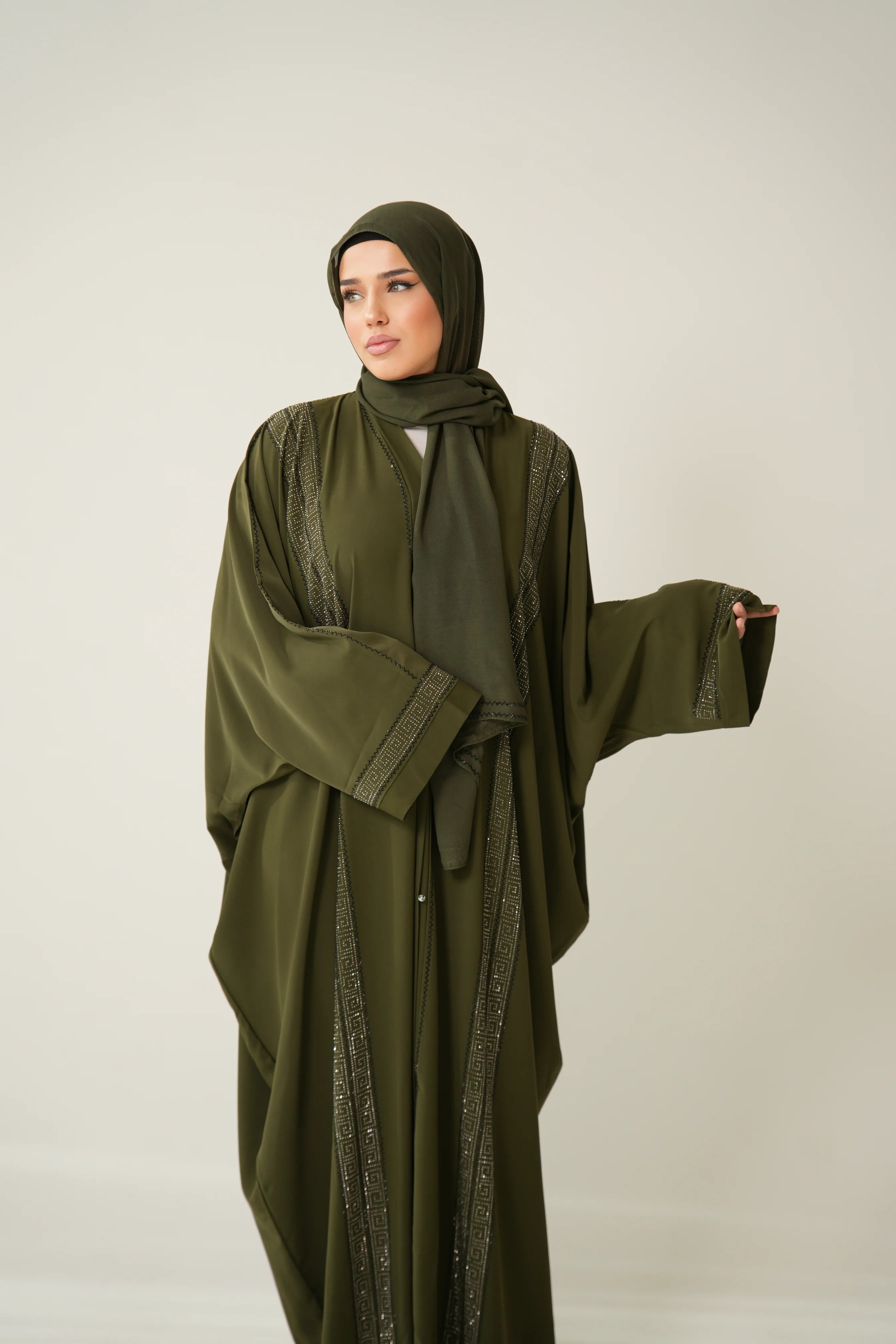 Emirate abaya - Khaki Green