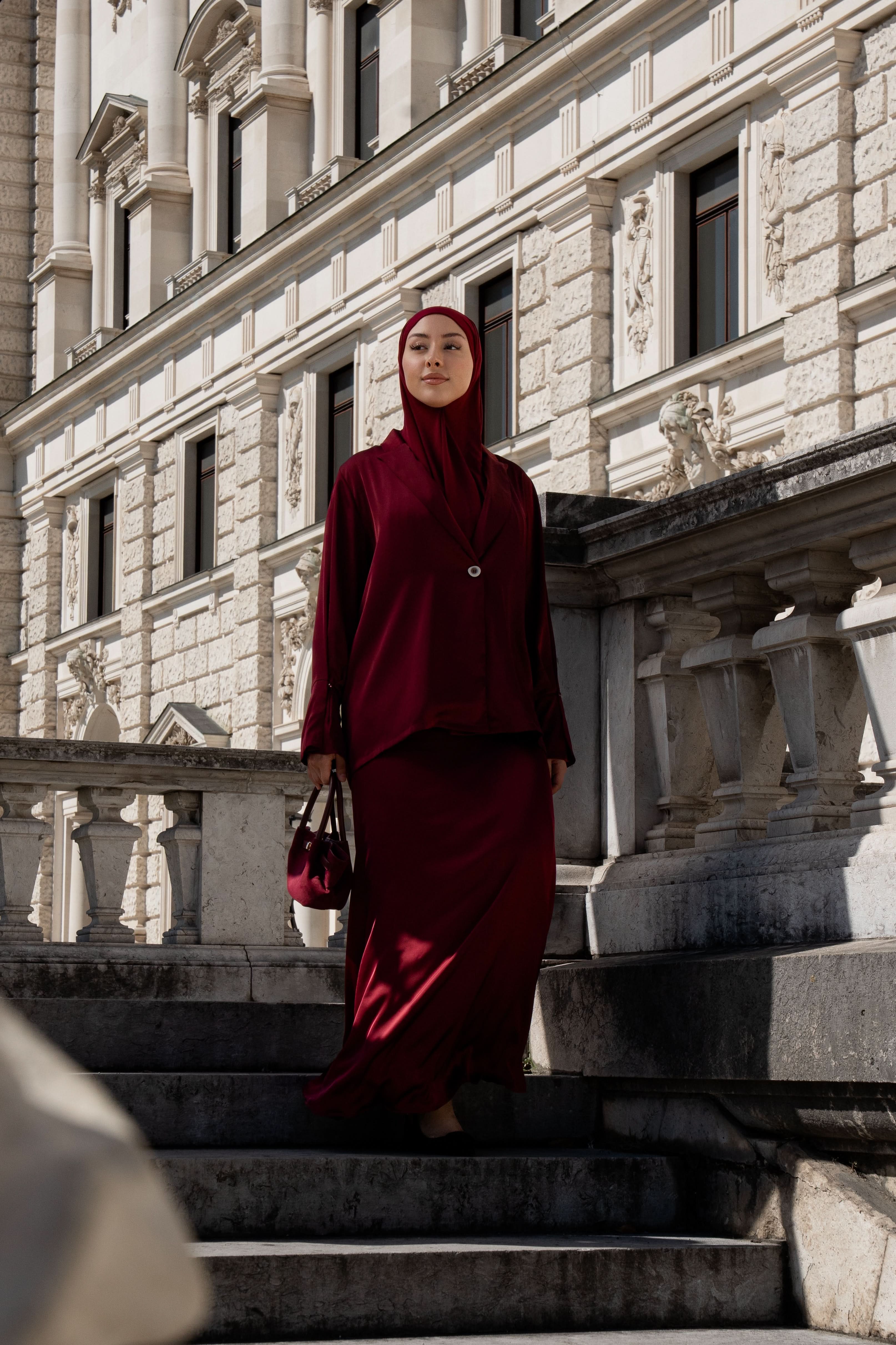 satin silk cardigan - bordeaux