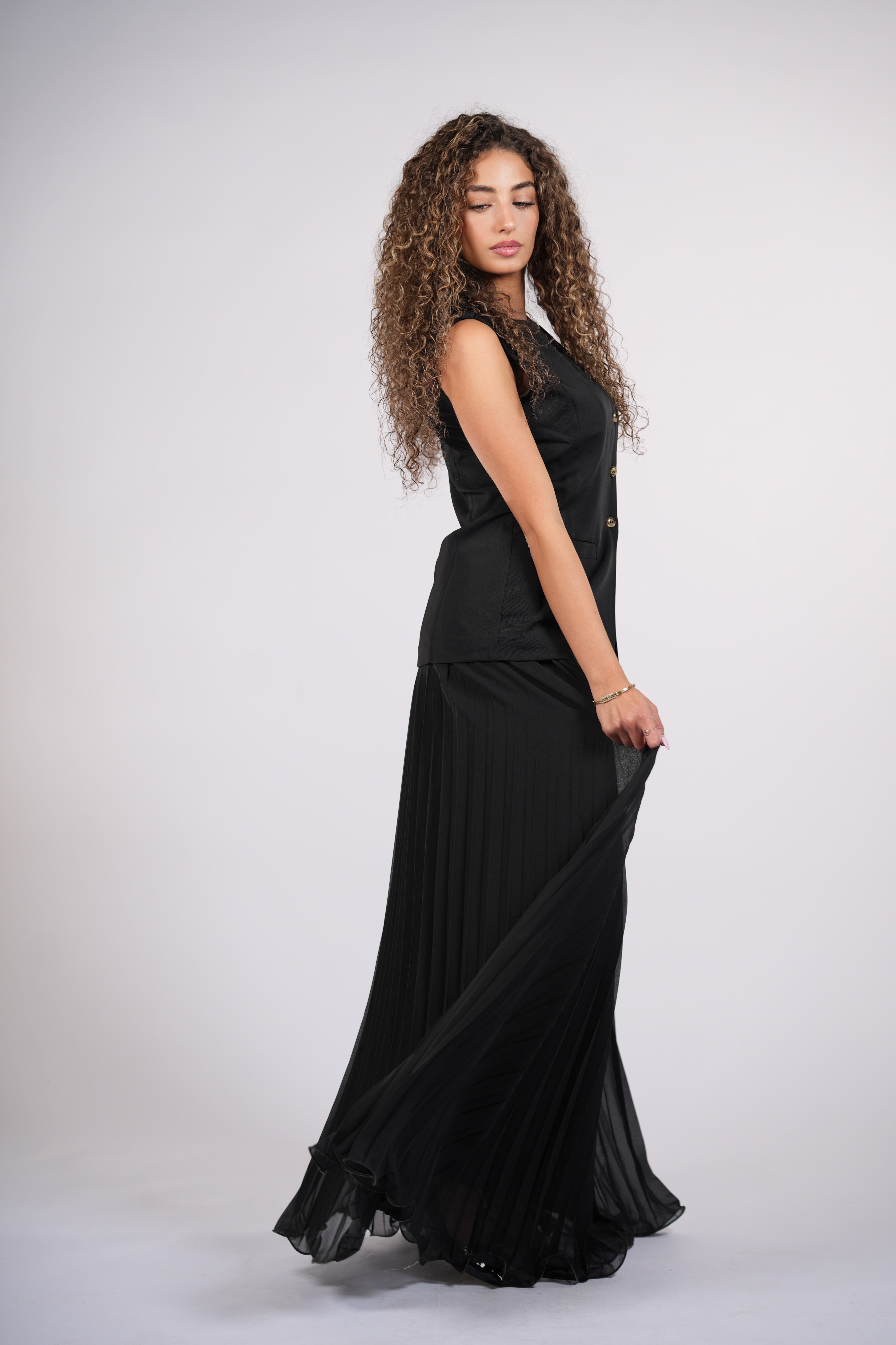plisse skirt - black