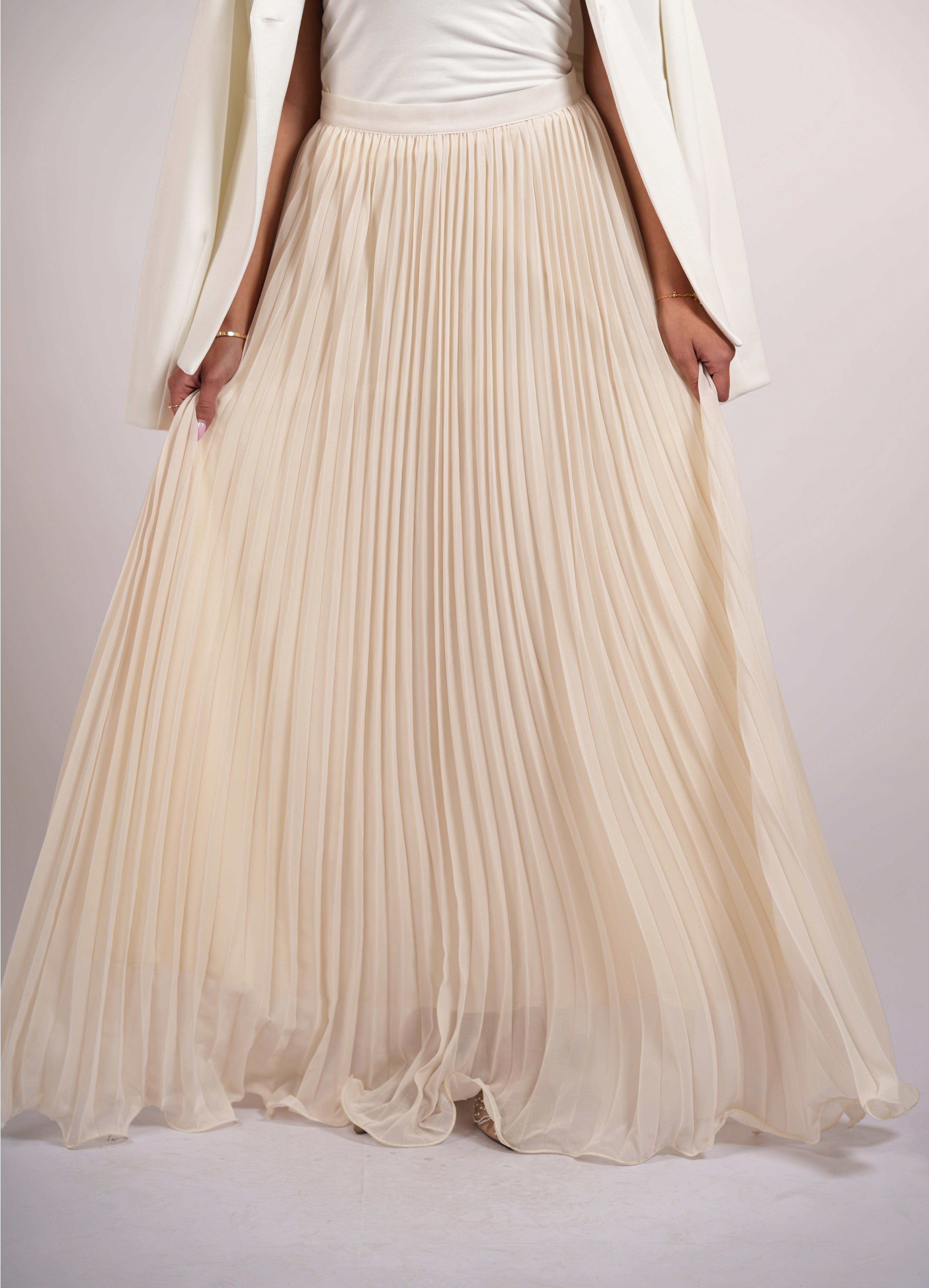 plisse skirt - cream