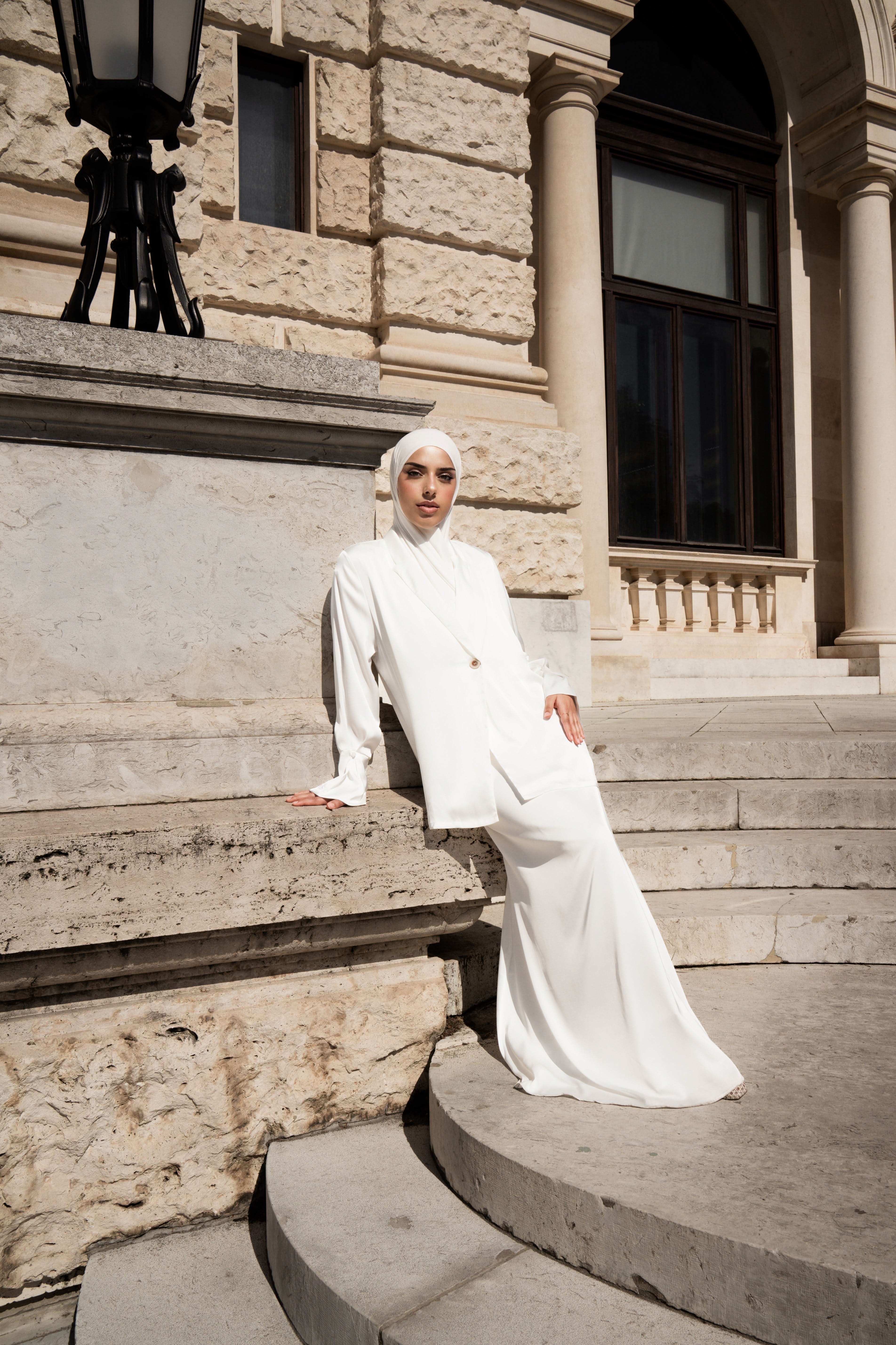 satin silk cardigan - white