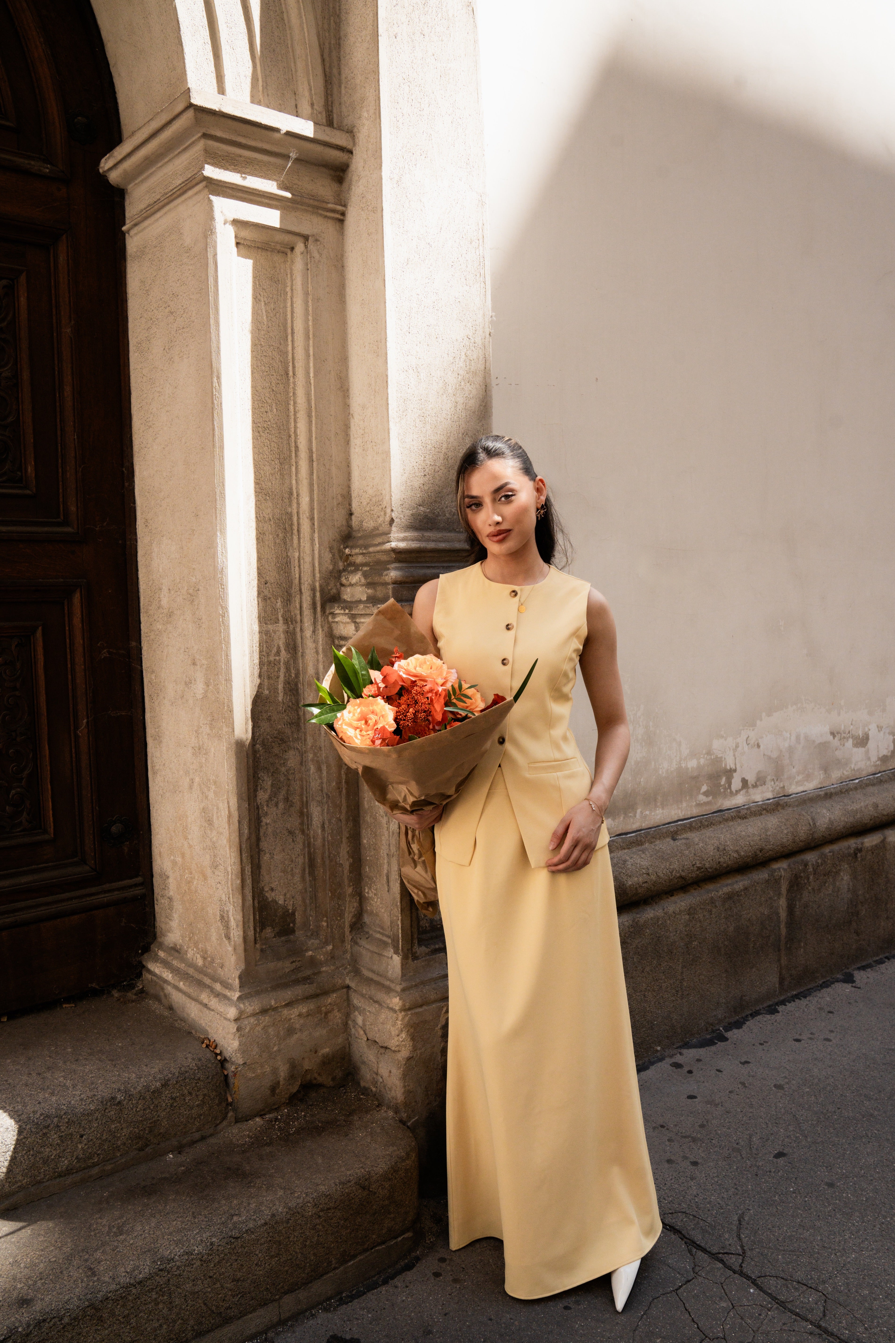 old vienna skirt - butter yellow