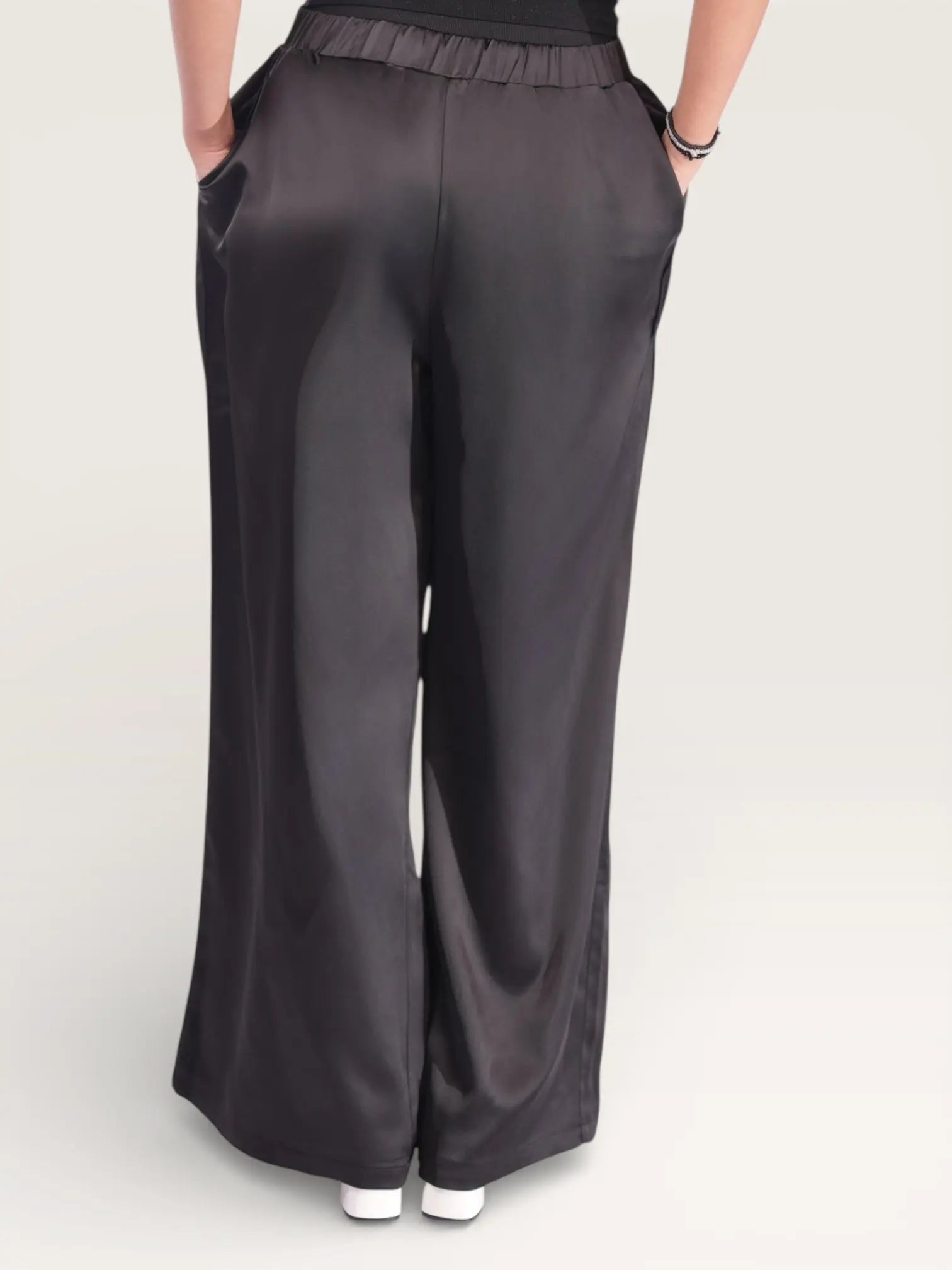 silk muse pants - black