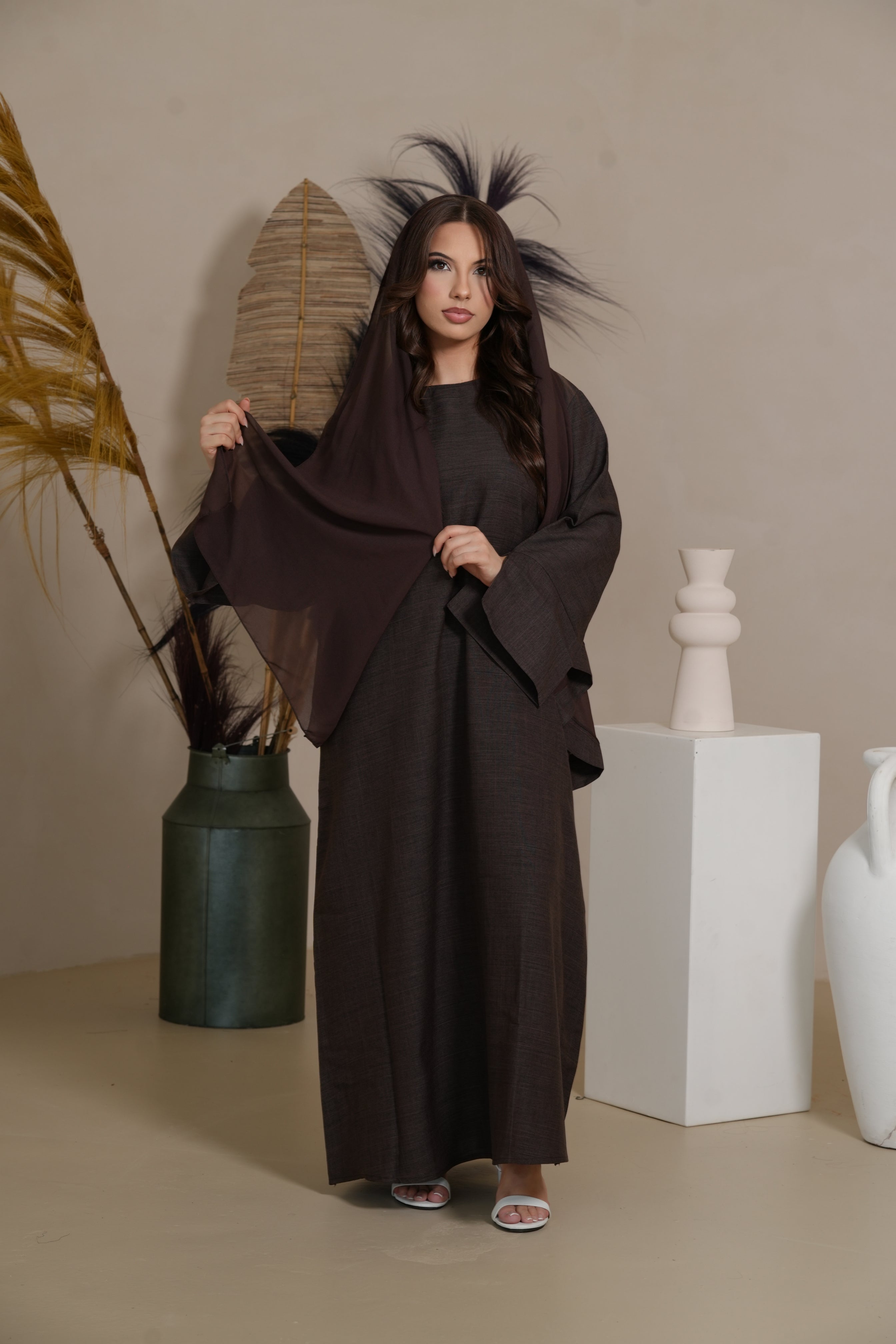 Base Linen Abaya - Brown Sugar
