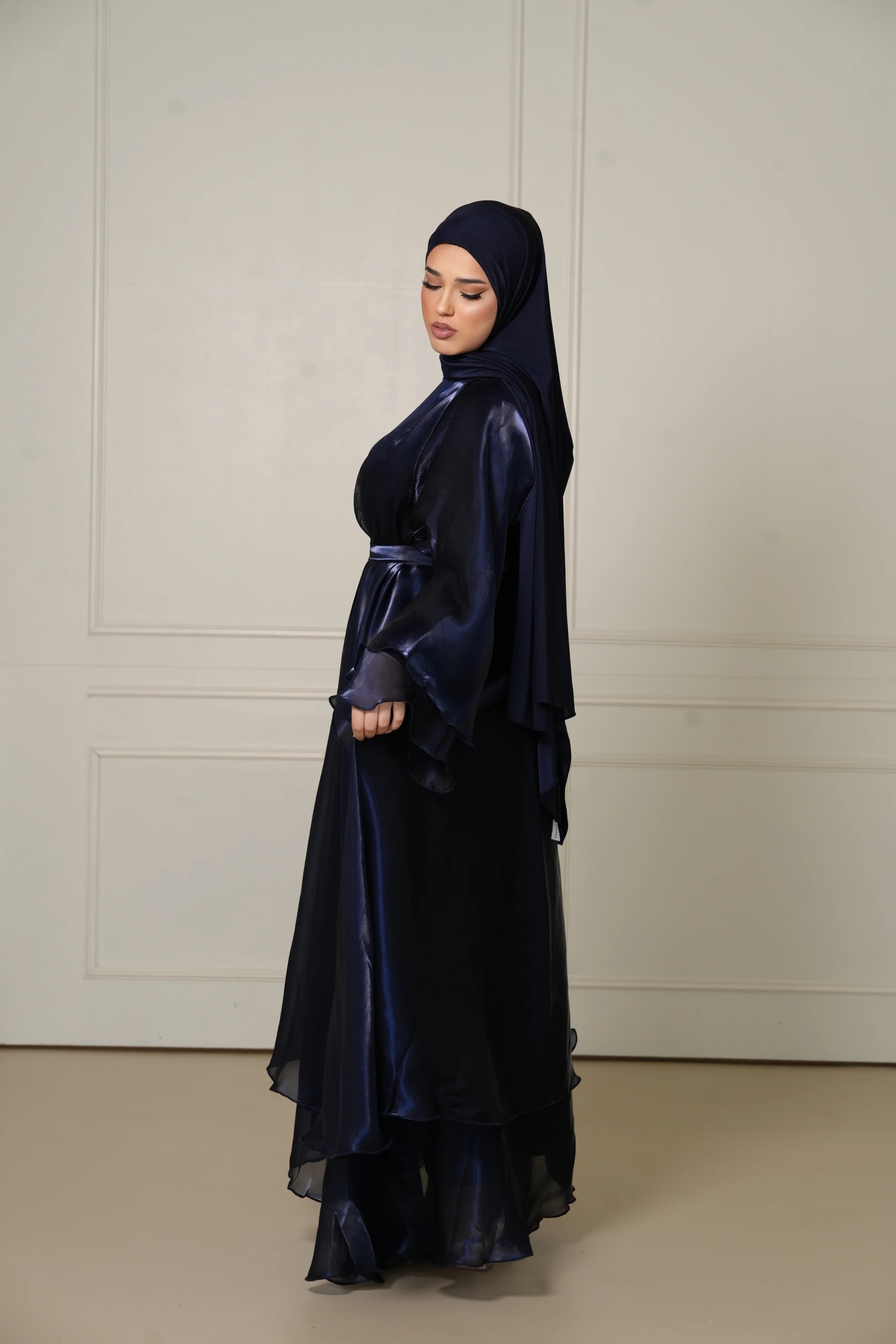 DXB Flower Abaya - Dark Blue