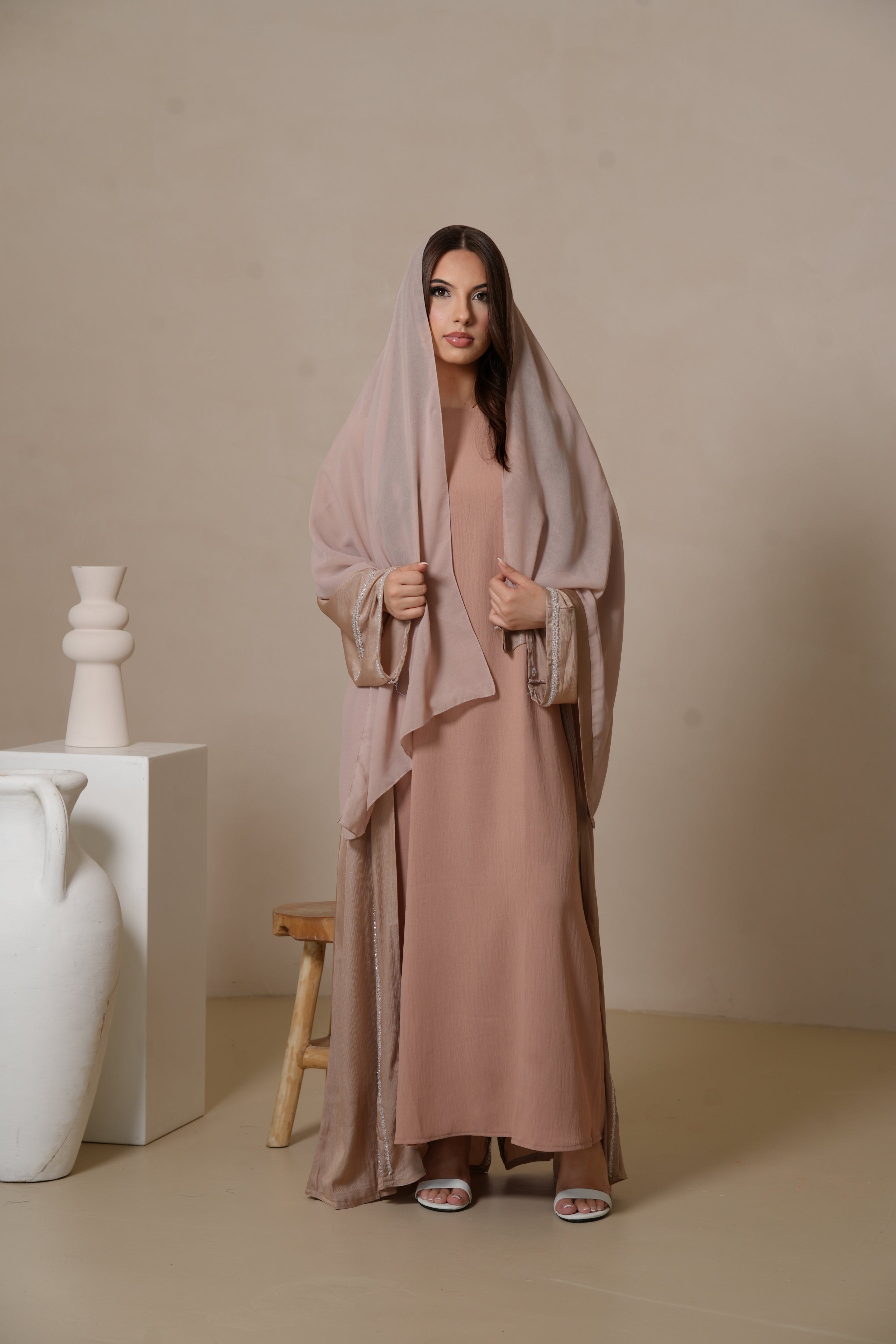 Brightstone shine Abaya -  Rose Gold