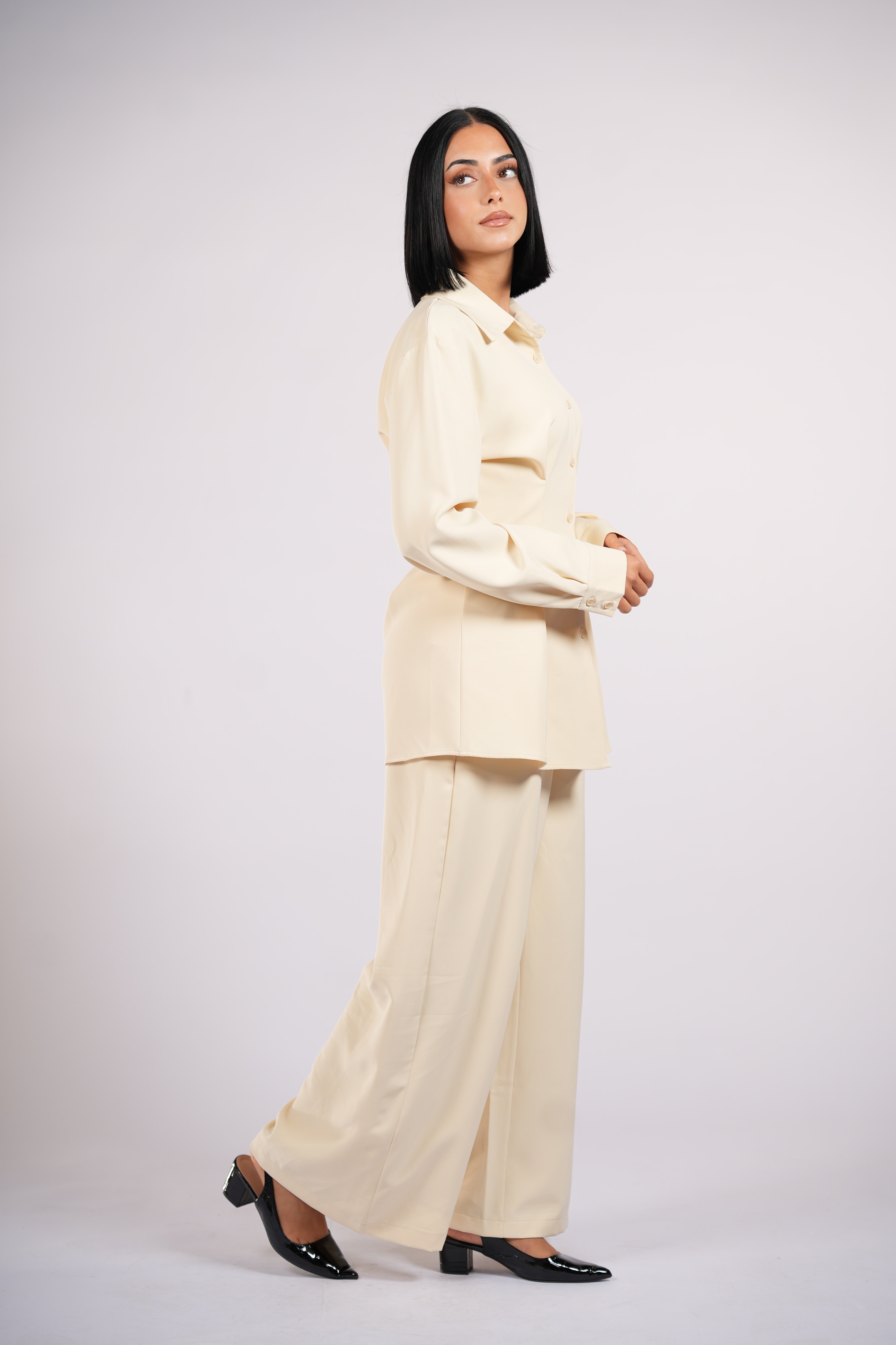 wide leg pants - butter yellow