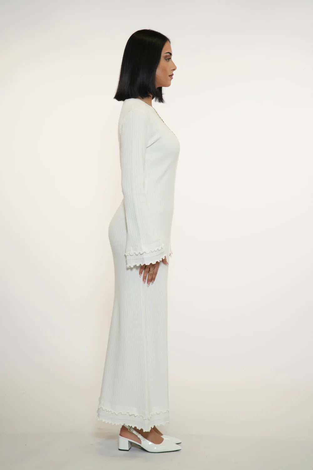 RUFFLED MAXI DRESS - WHITE