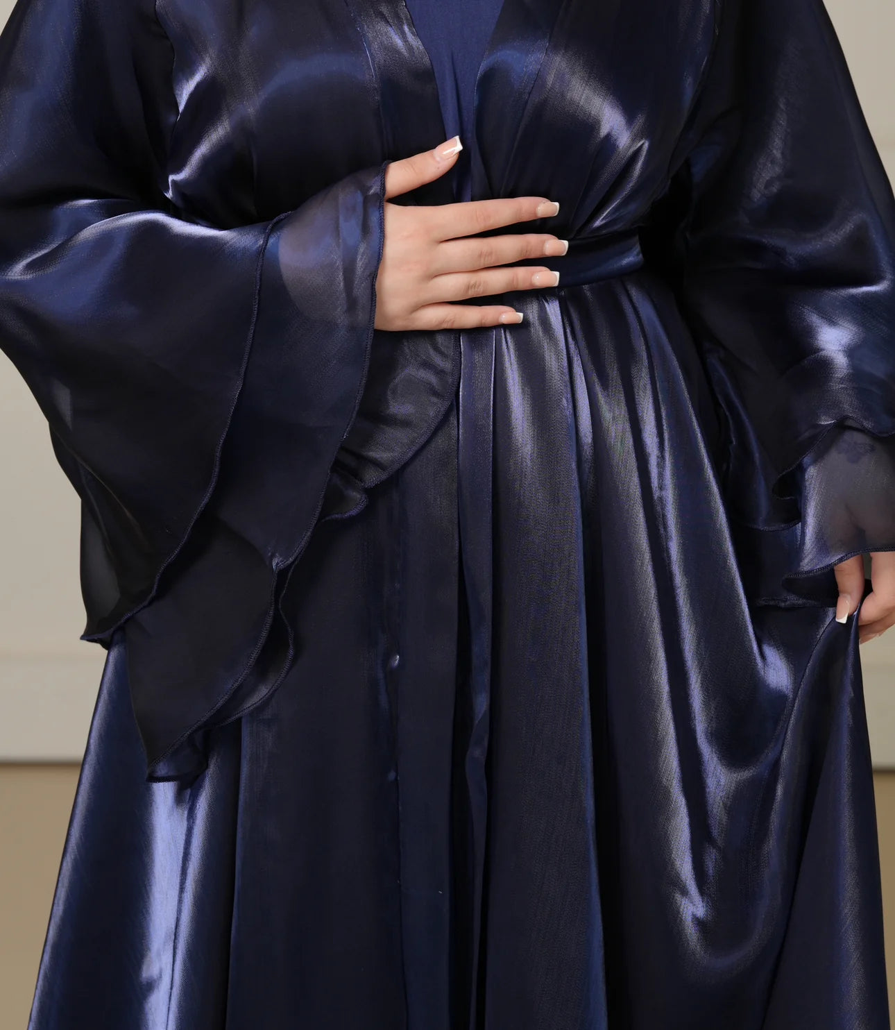 DXB Flower Abaya - Dark Blue
