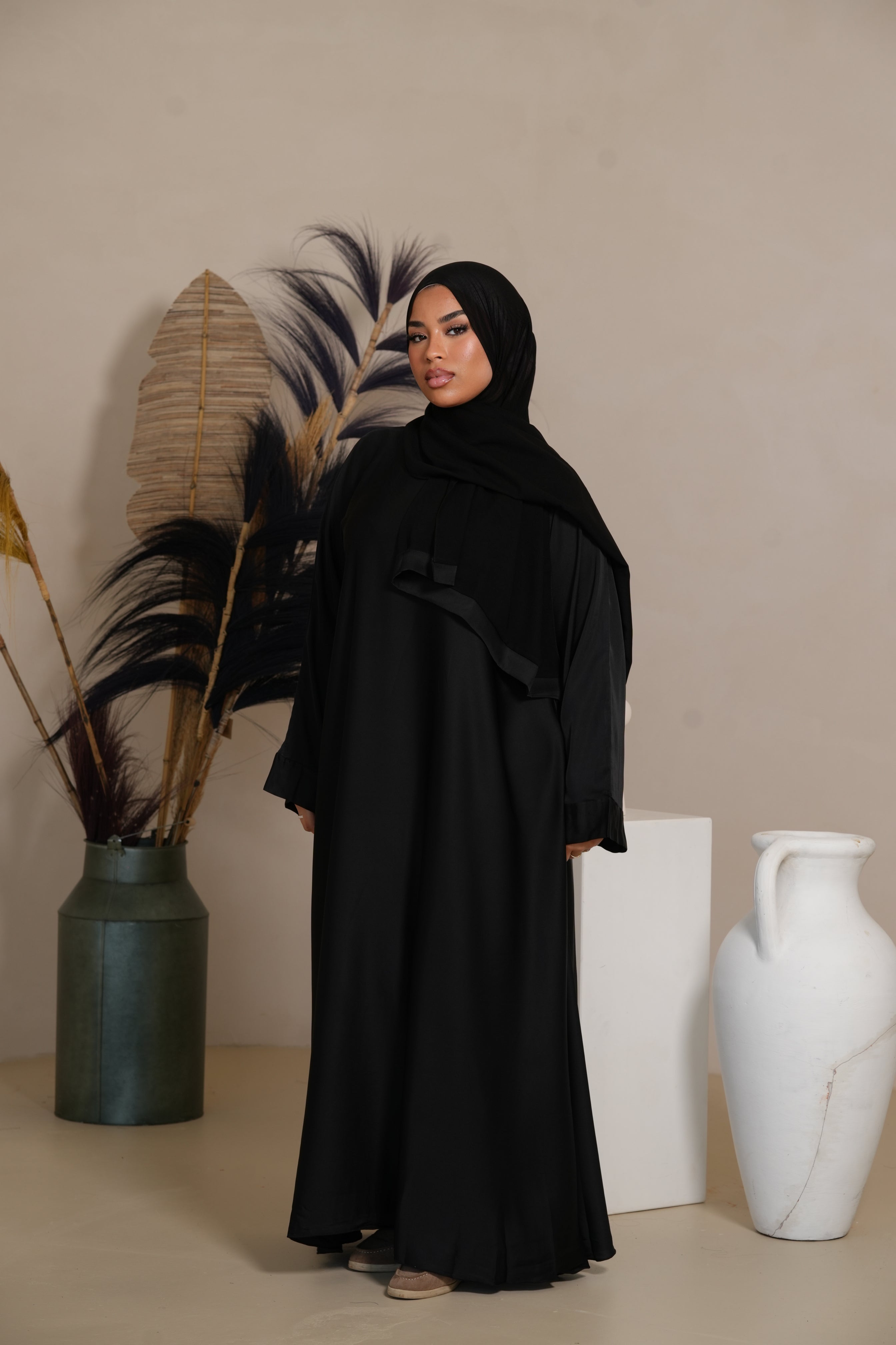 DXB Satin Abaya - black