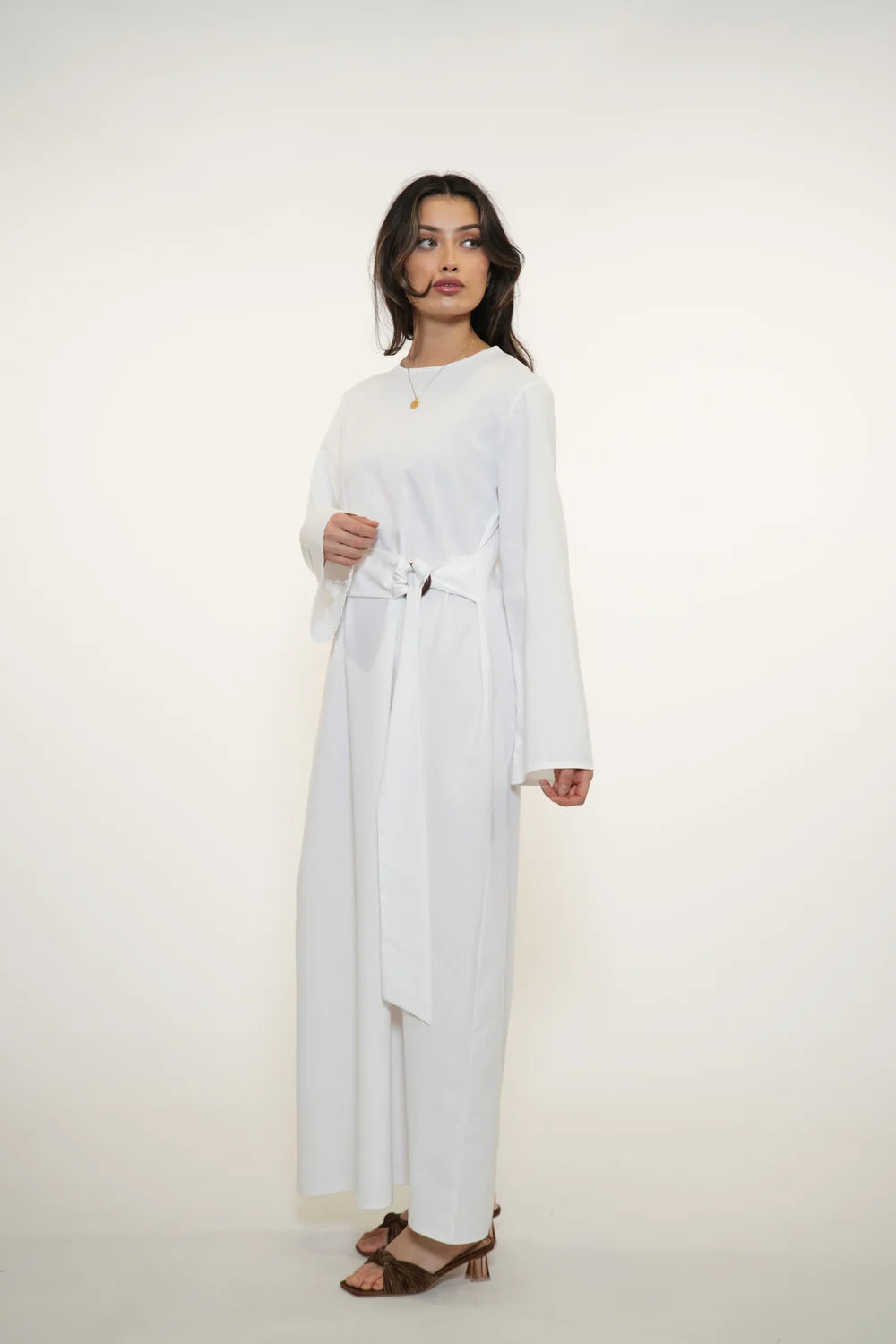 AMALFI LINEN DRESS - WHITE