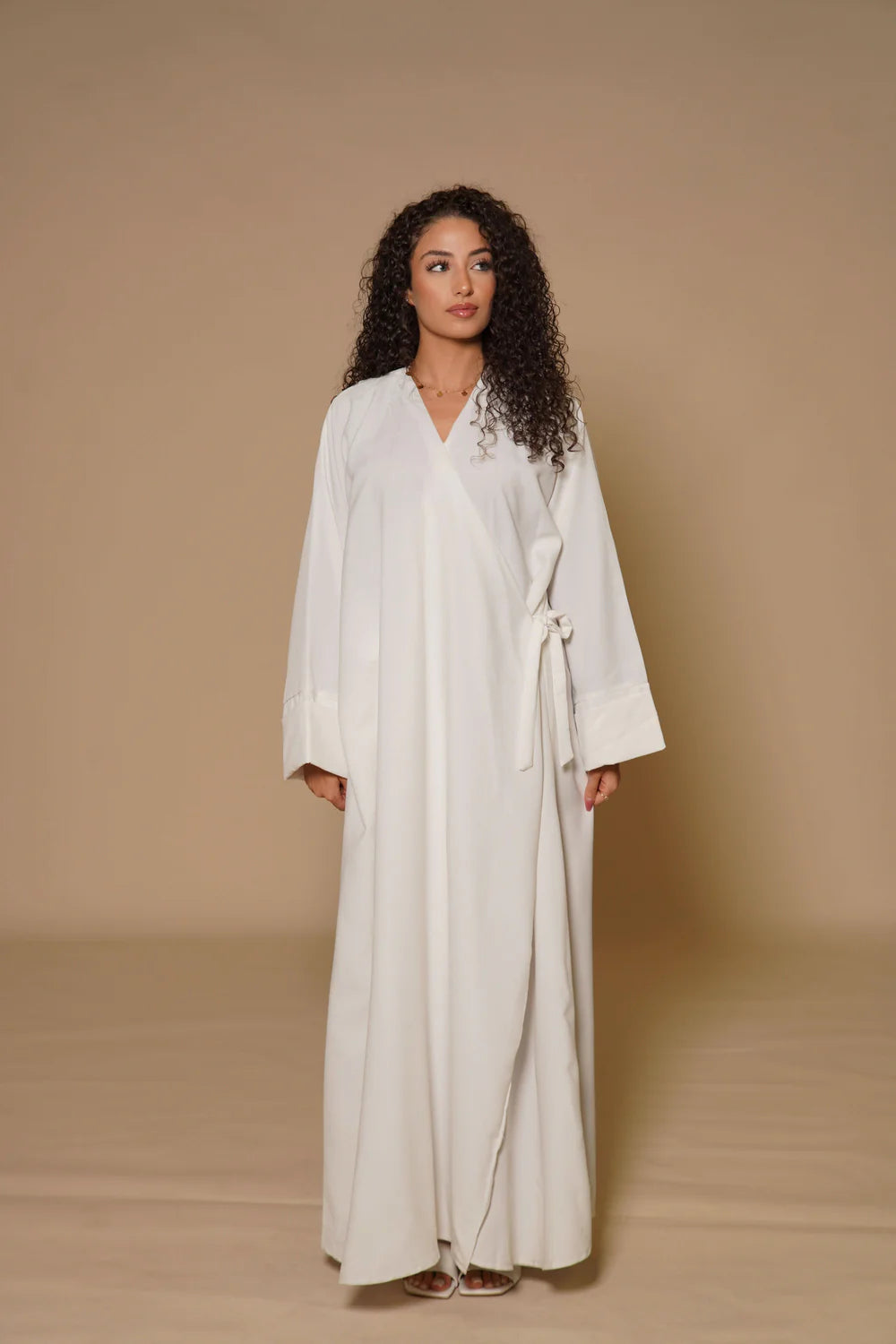 DXB Linen Abaya Cord - White