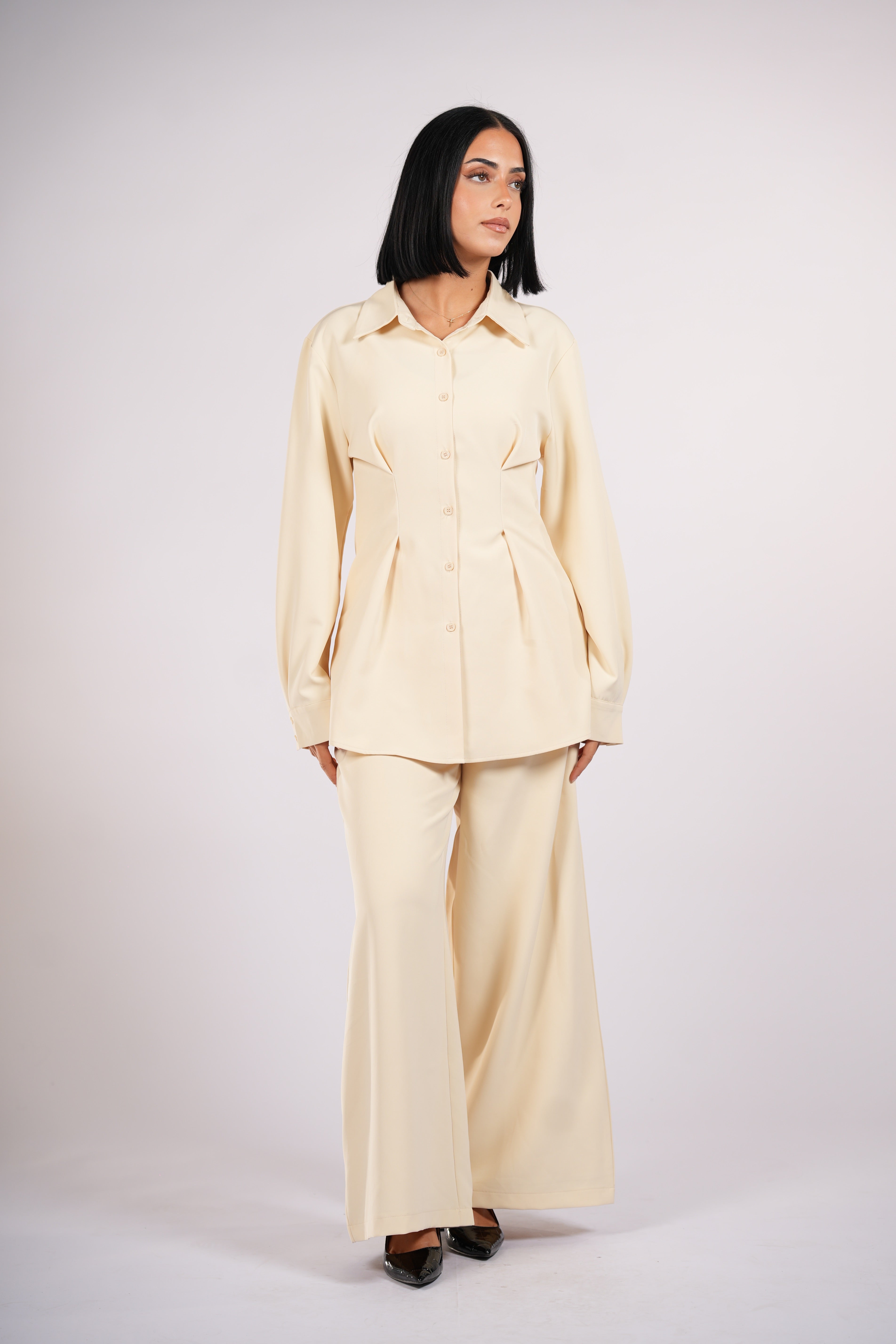 corset blouse - butter yellow