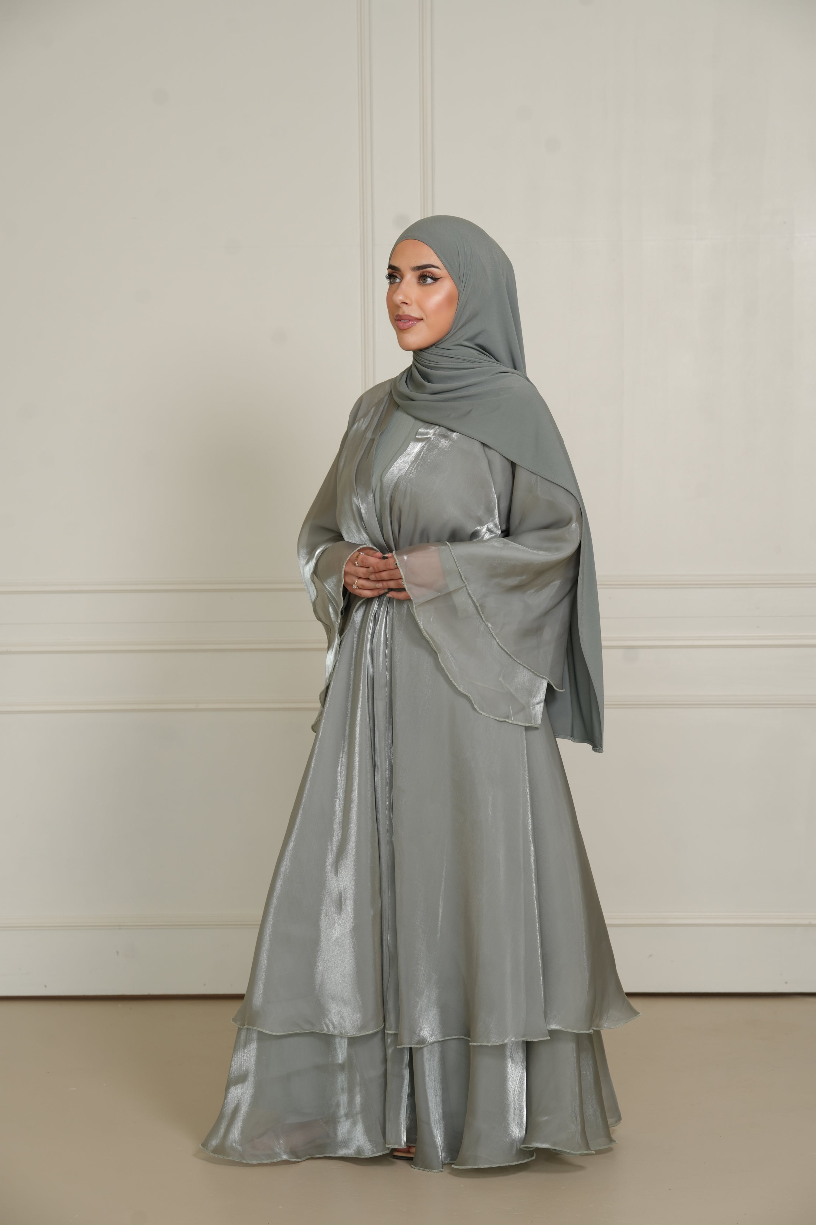 DXB Flower Abaya - olive