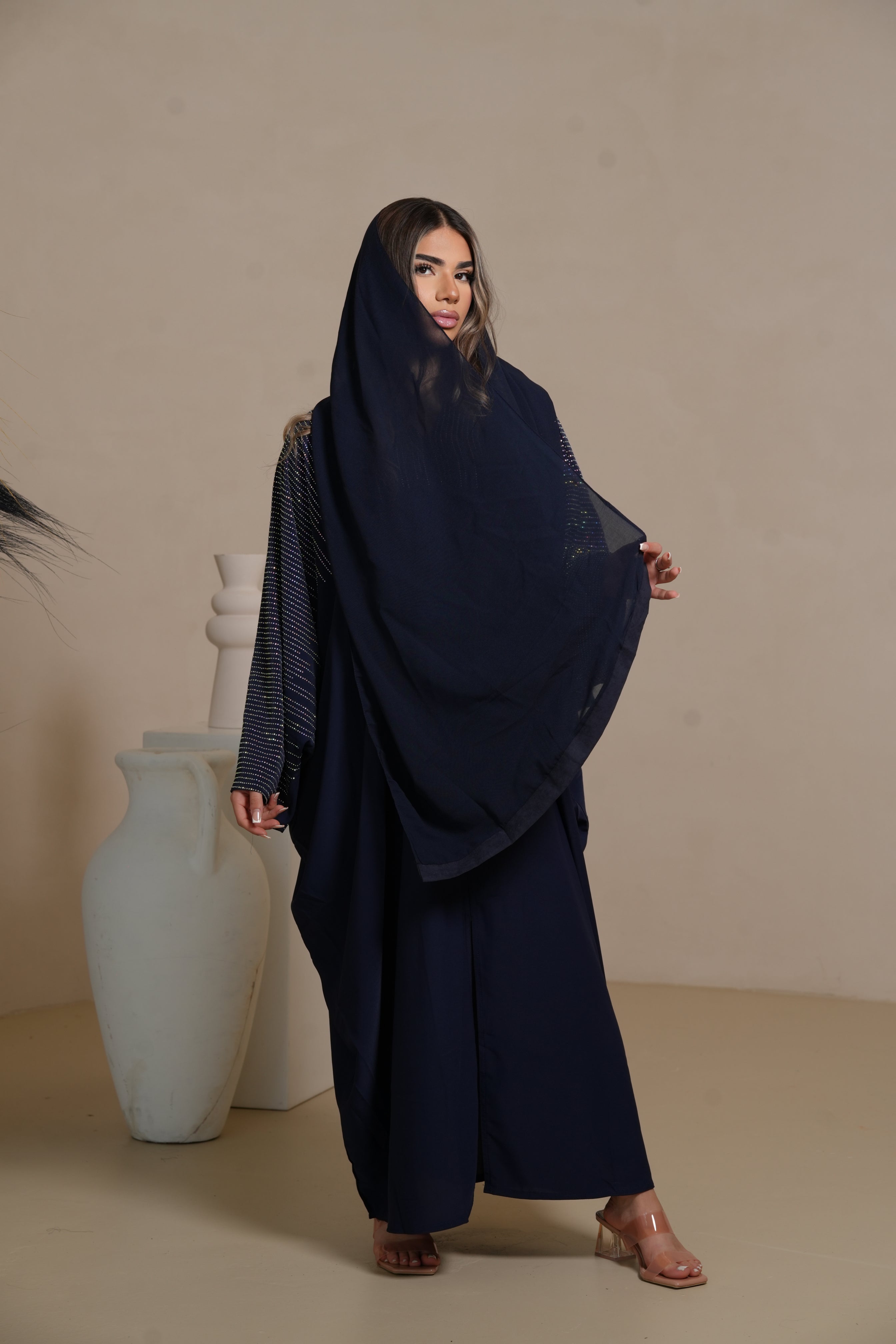DXB Glitter Abaya - Royal Blue