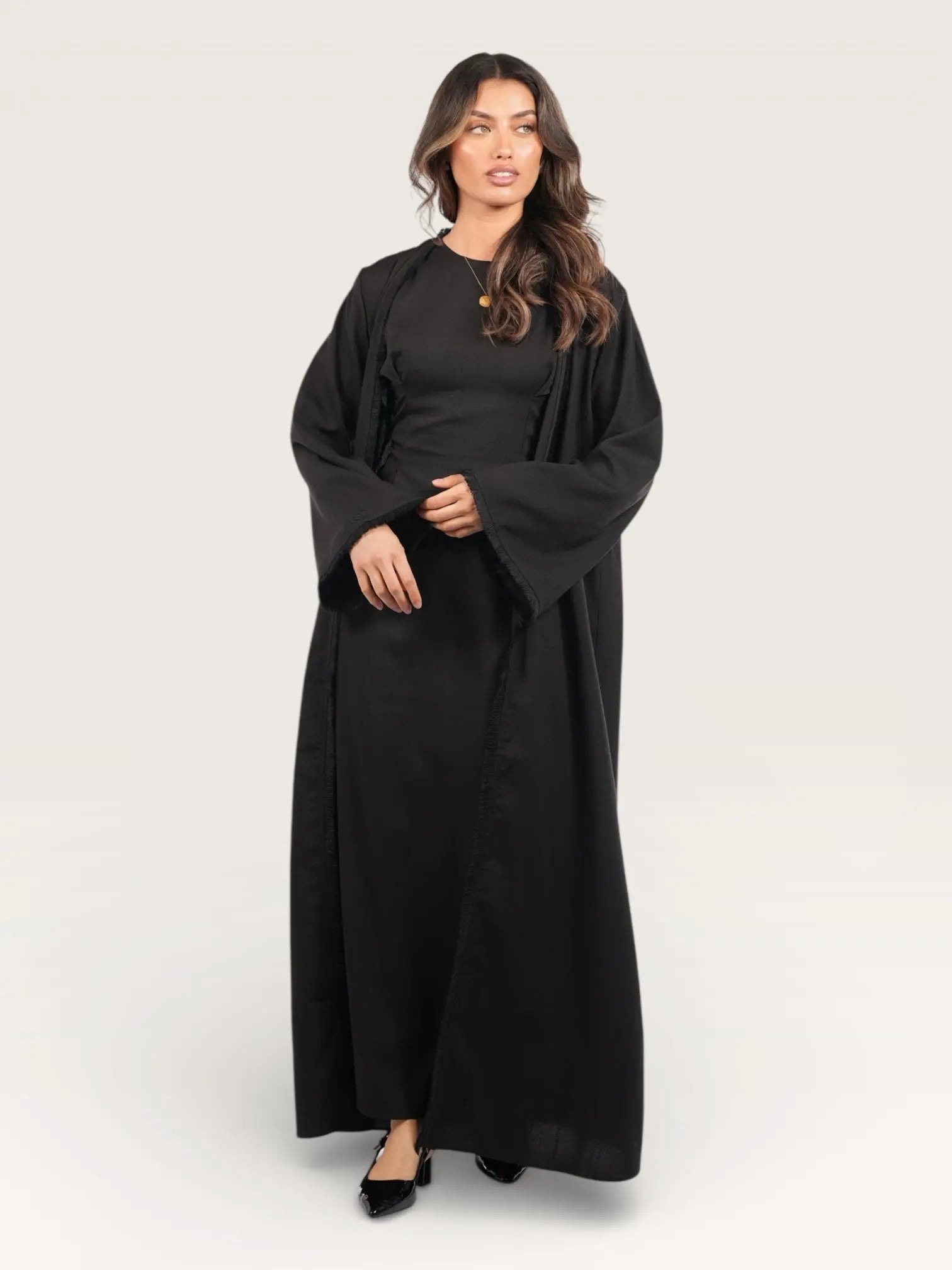 linen corset & kimono - black