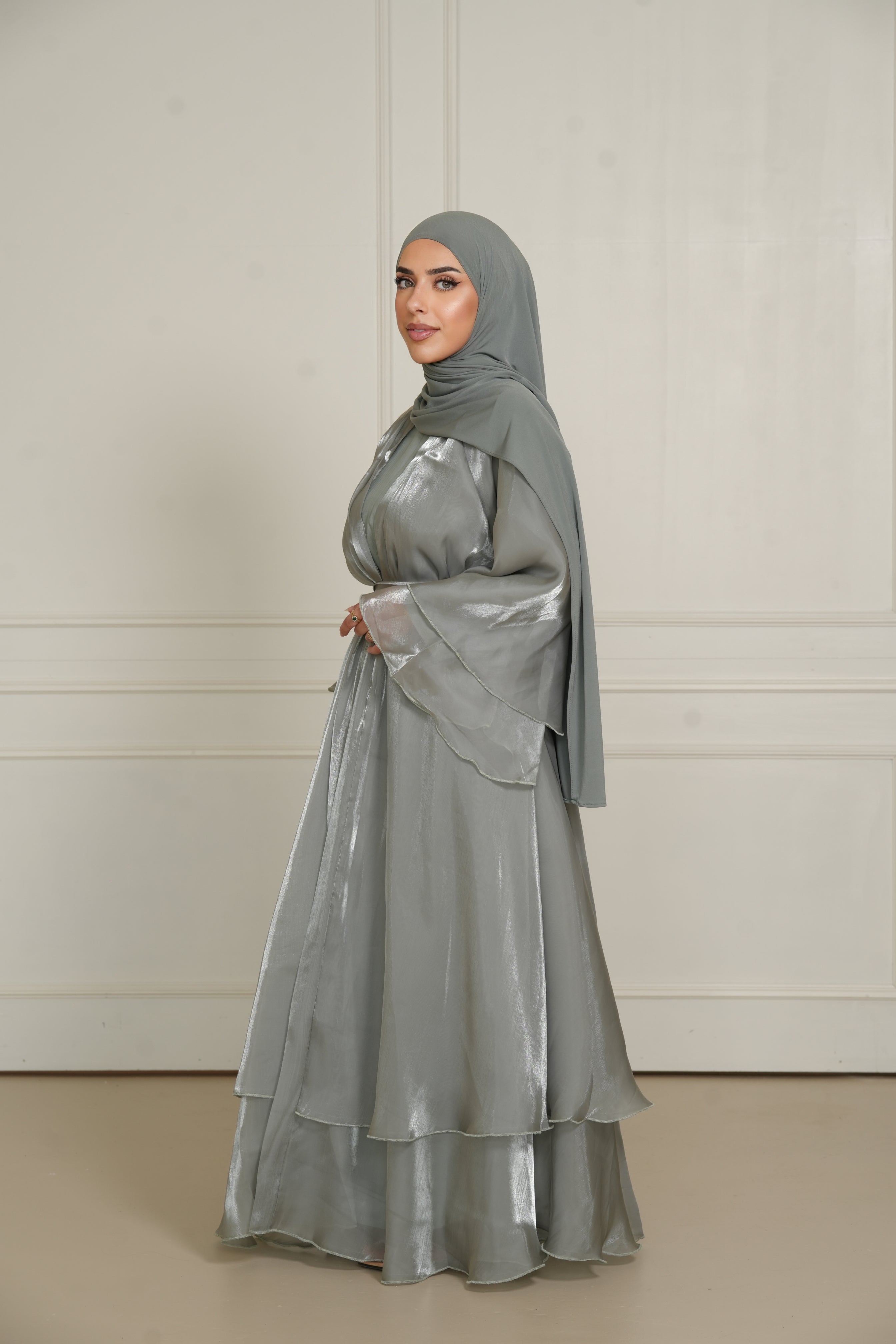 DXB Flower Abaya - olive