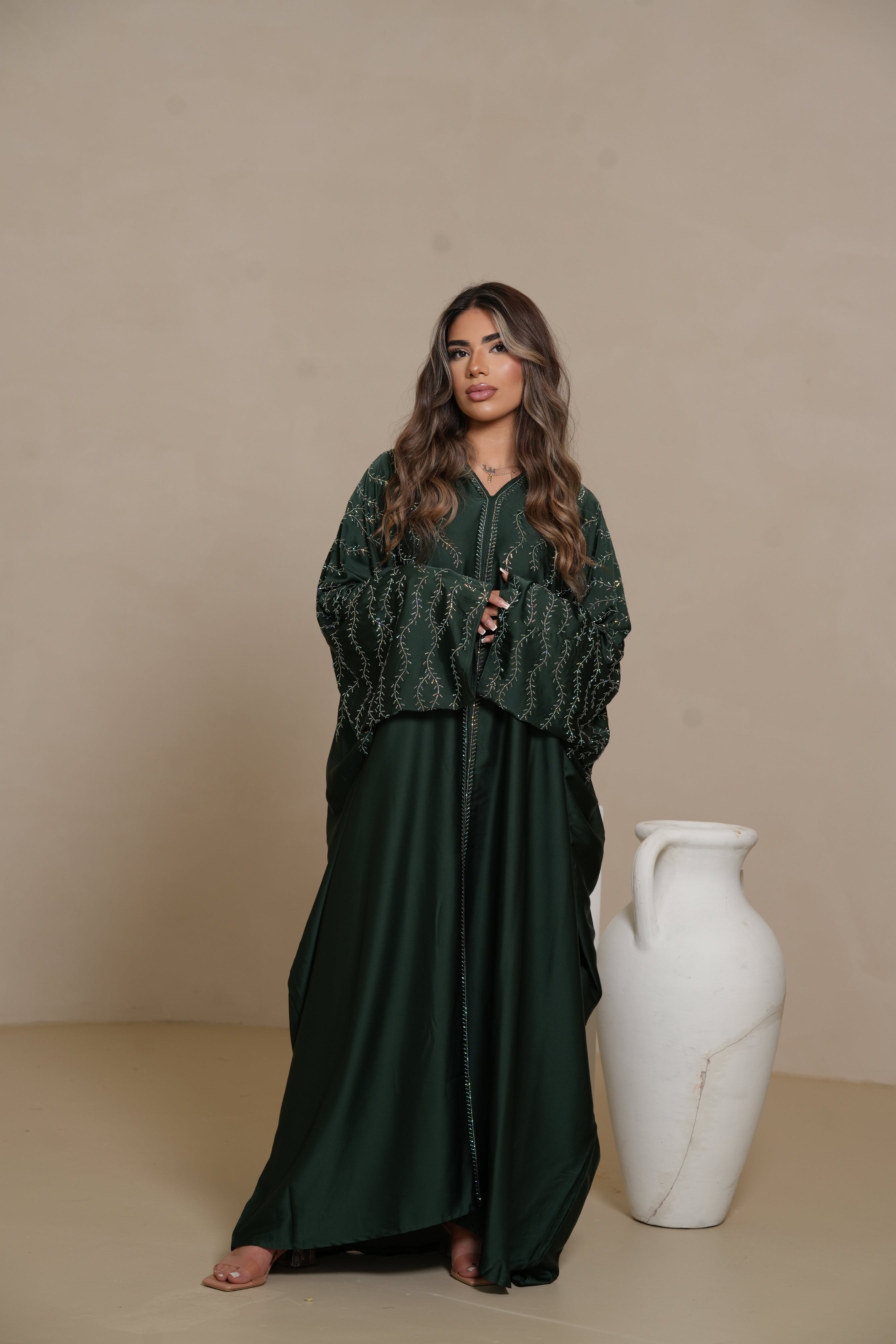 DXB Glitter Abaya - royal Green