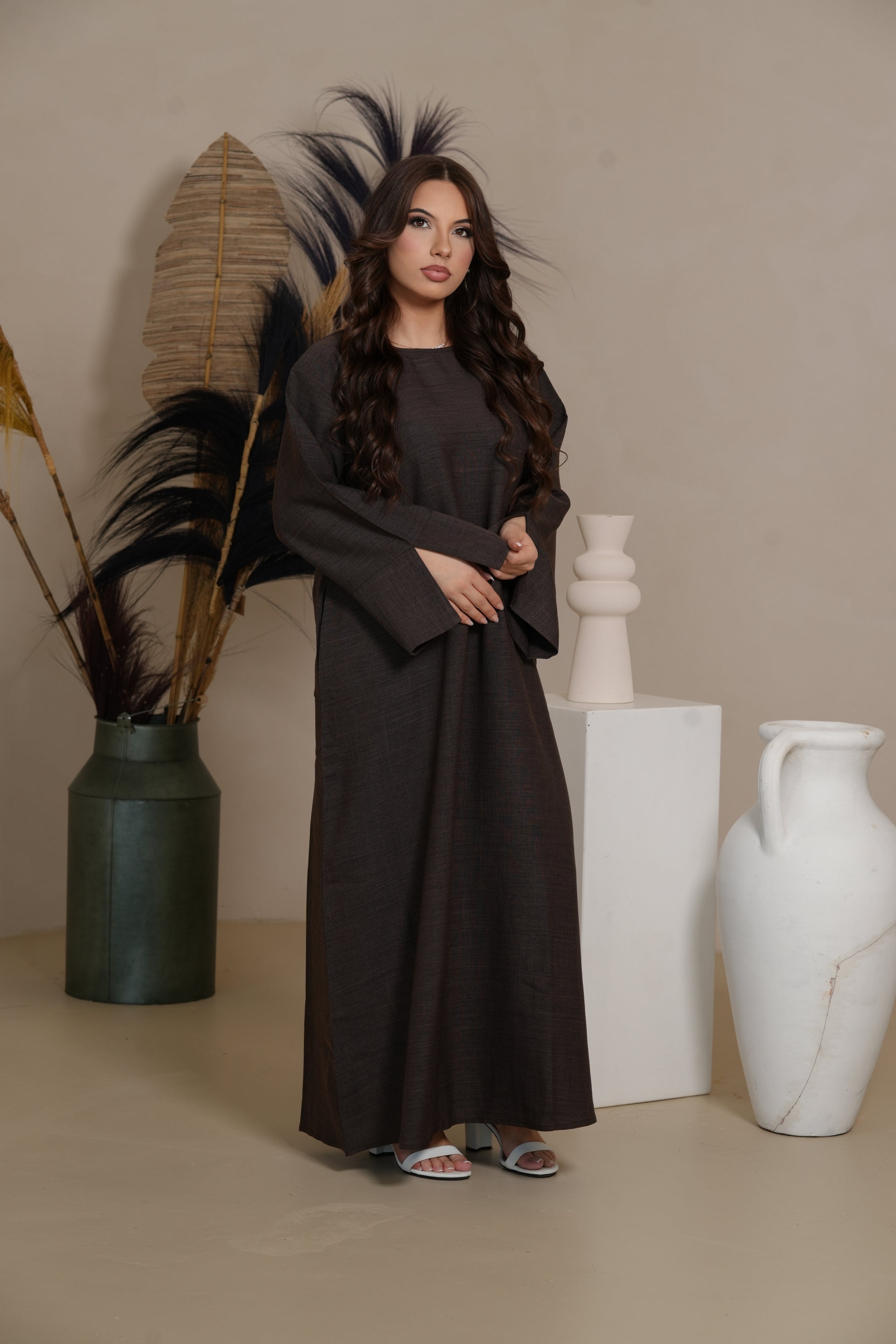 Base Linen Abaya - Brown Sugar