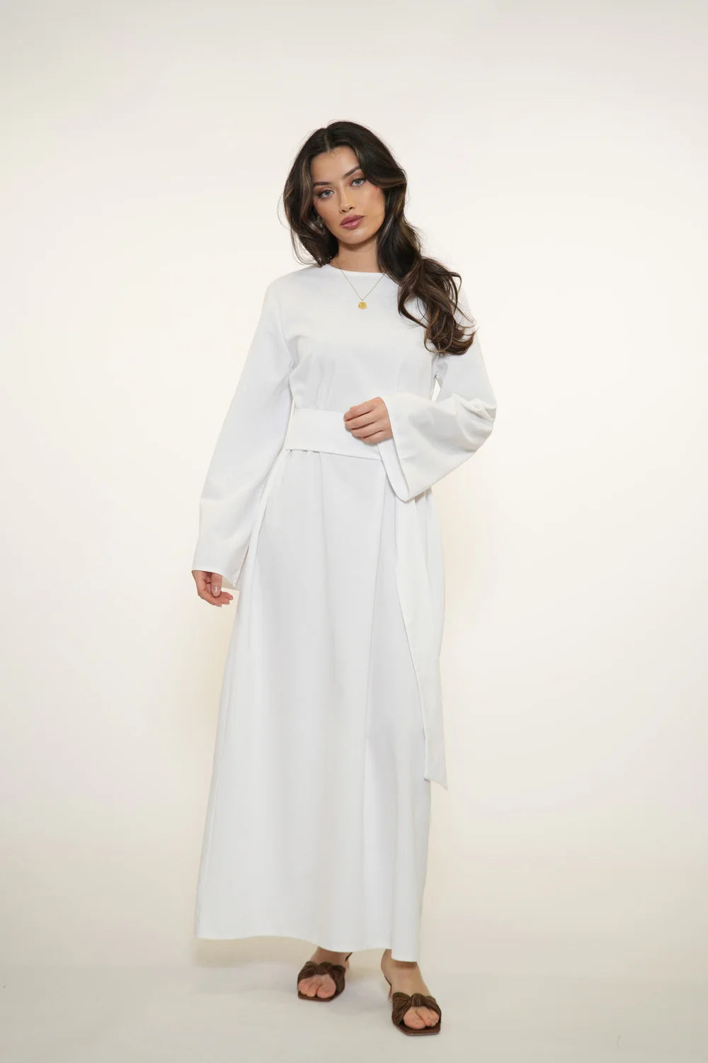 AMALFI LINEN DRESS - WHITE