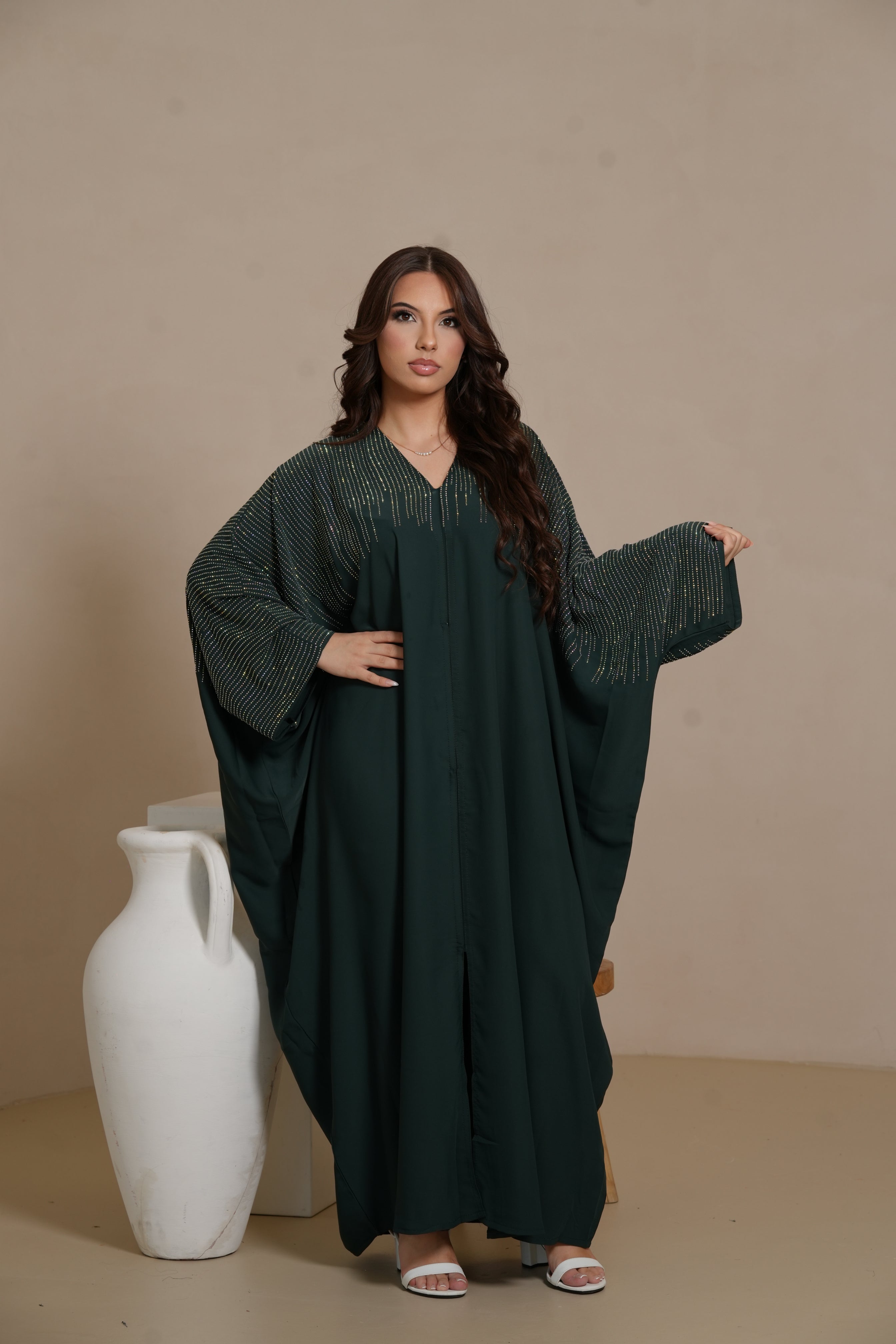 DXB Glitter Abaya - royal green