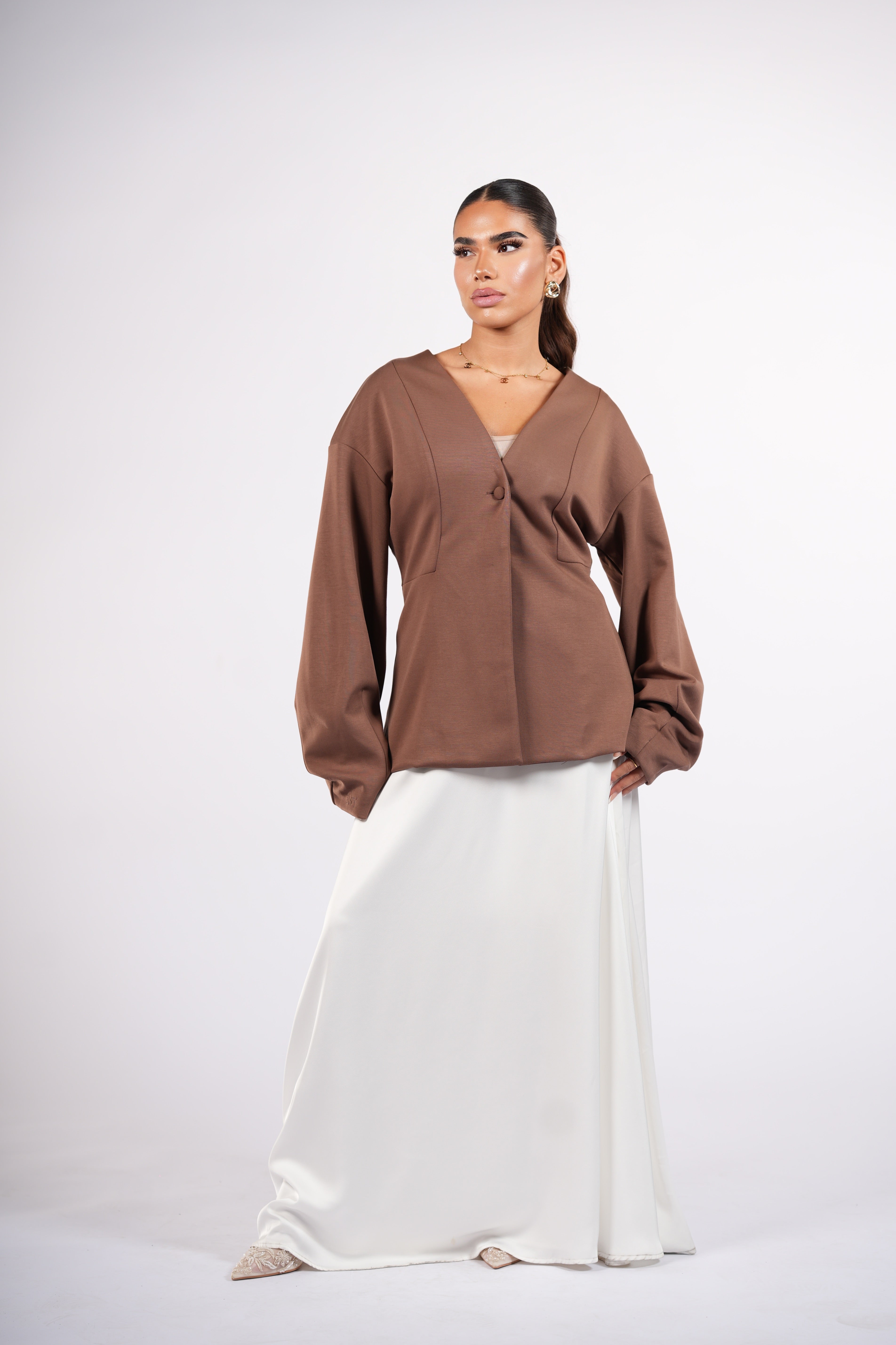 opera blazer - nude brown