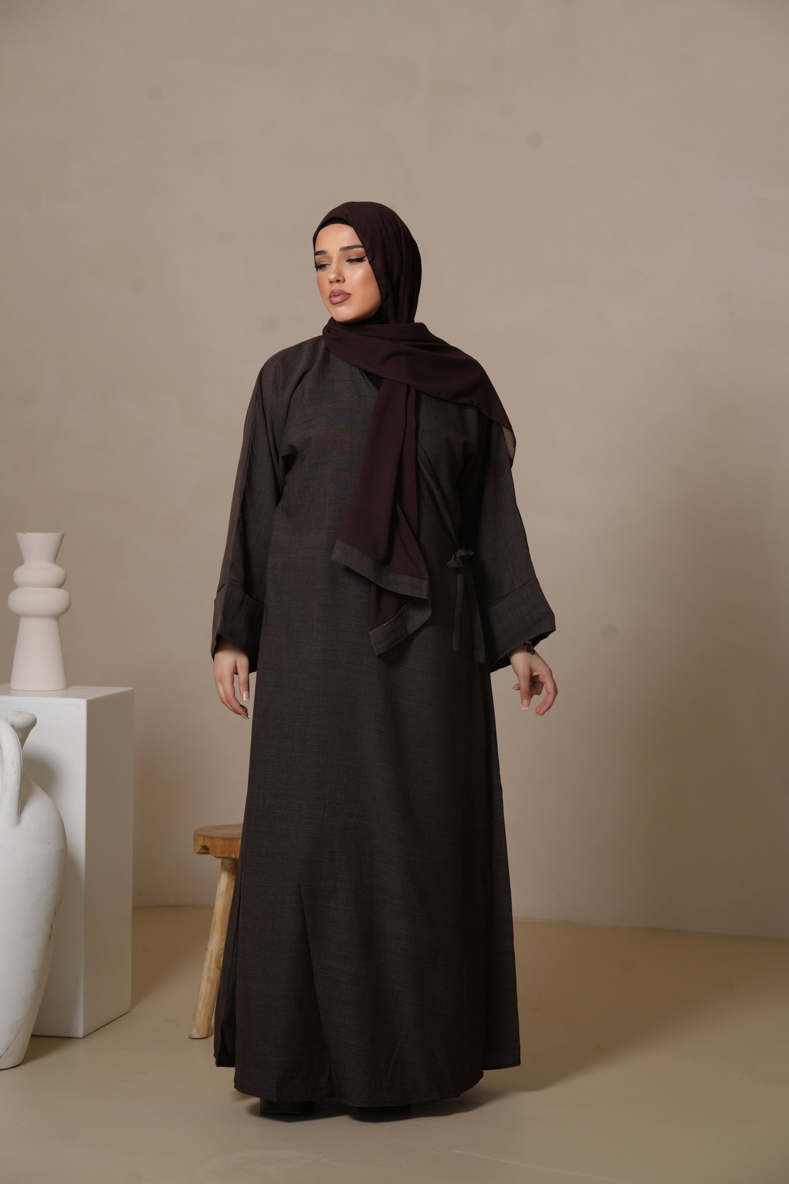 DXB Linen Abaya Cord - Brown Sugar