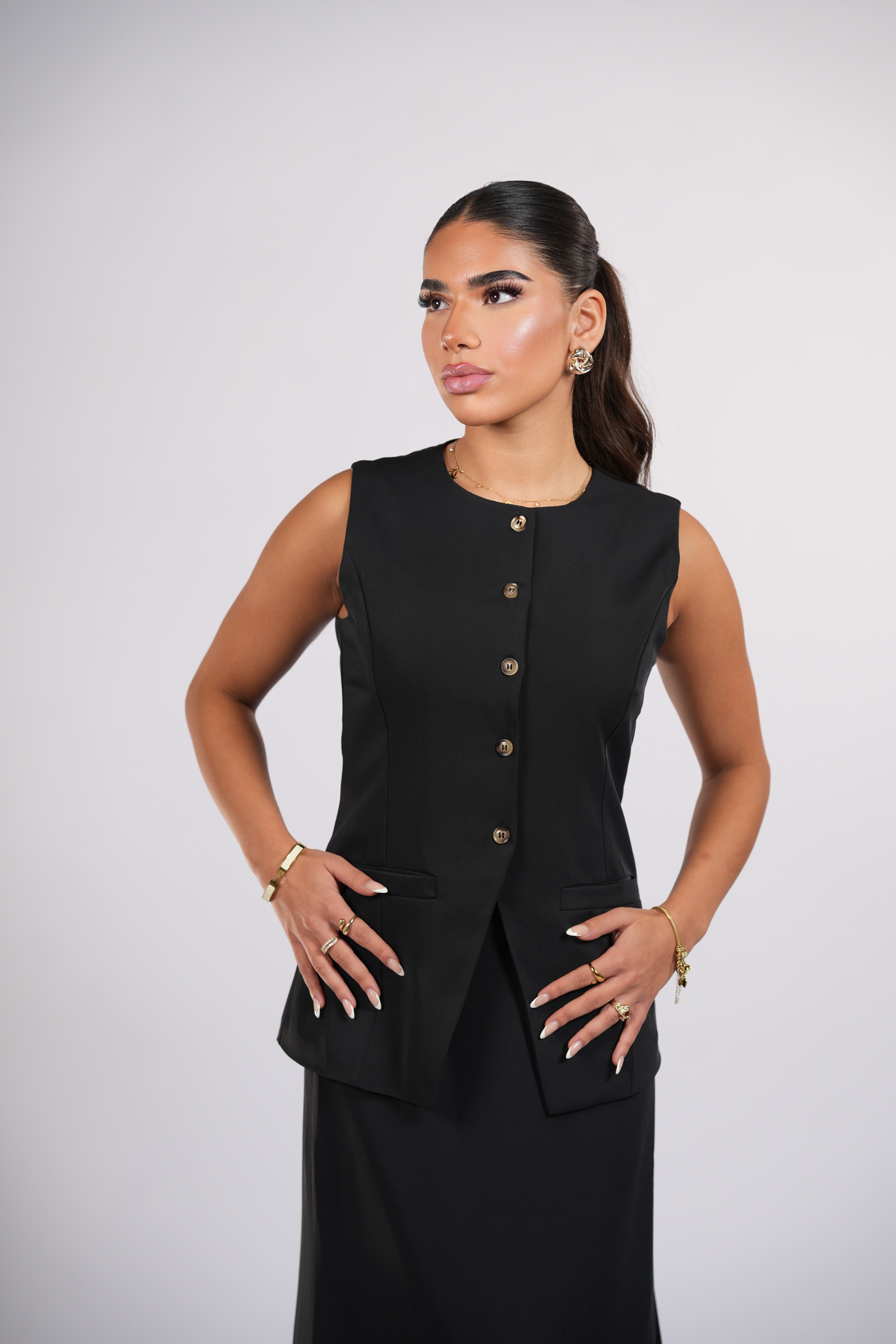 old vienna vest - black
